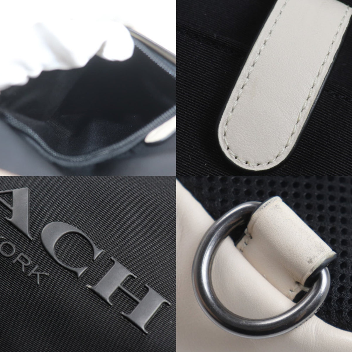 Coach Black Off-White Leather Nylon Sling Bag (Pre-Owned)