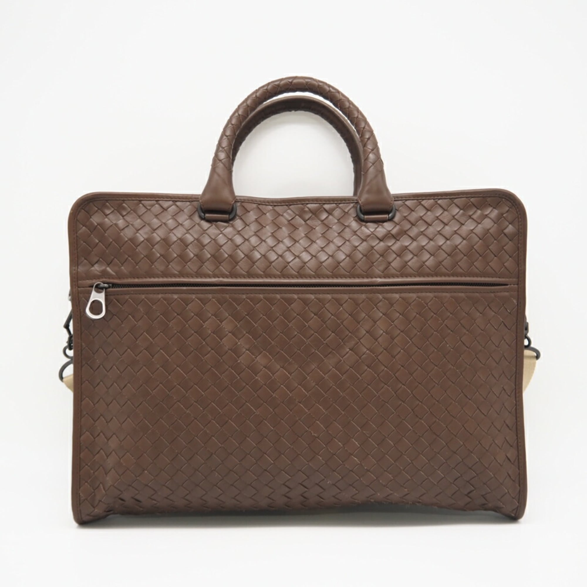 Bottega Veneta Intrecciato Brown Intrecciato Briefcase (Pre-Owned)