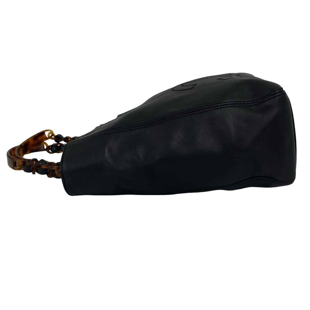 Chanel Black Brown Grained Calfskin Plastic Handbag (Pre-Owned)