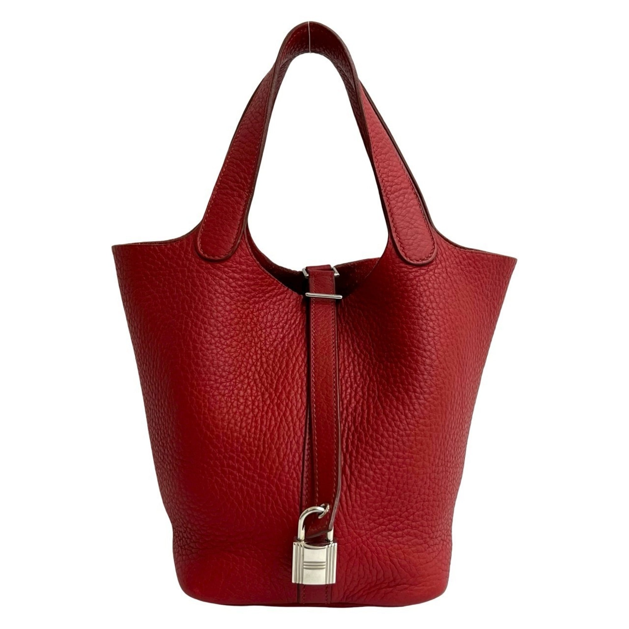 Hermes Red Color Taurillon Clemence Leather Handbag Tote Bag (Pre-Owned)