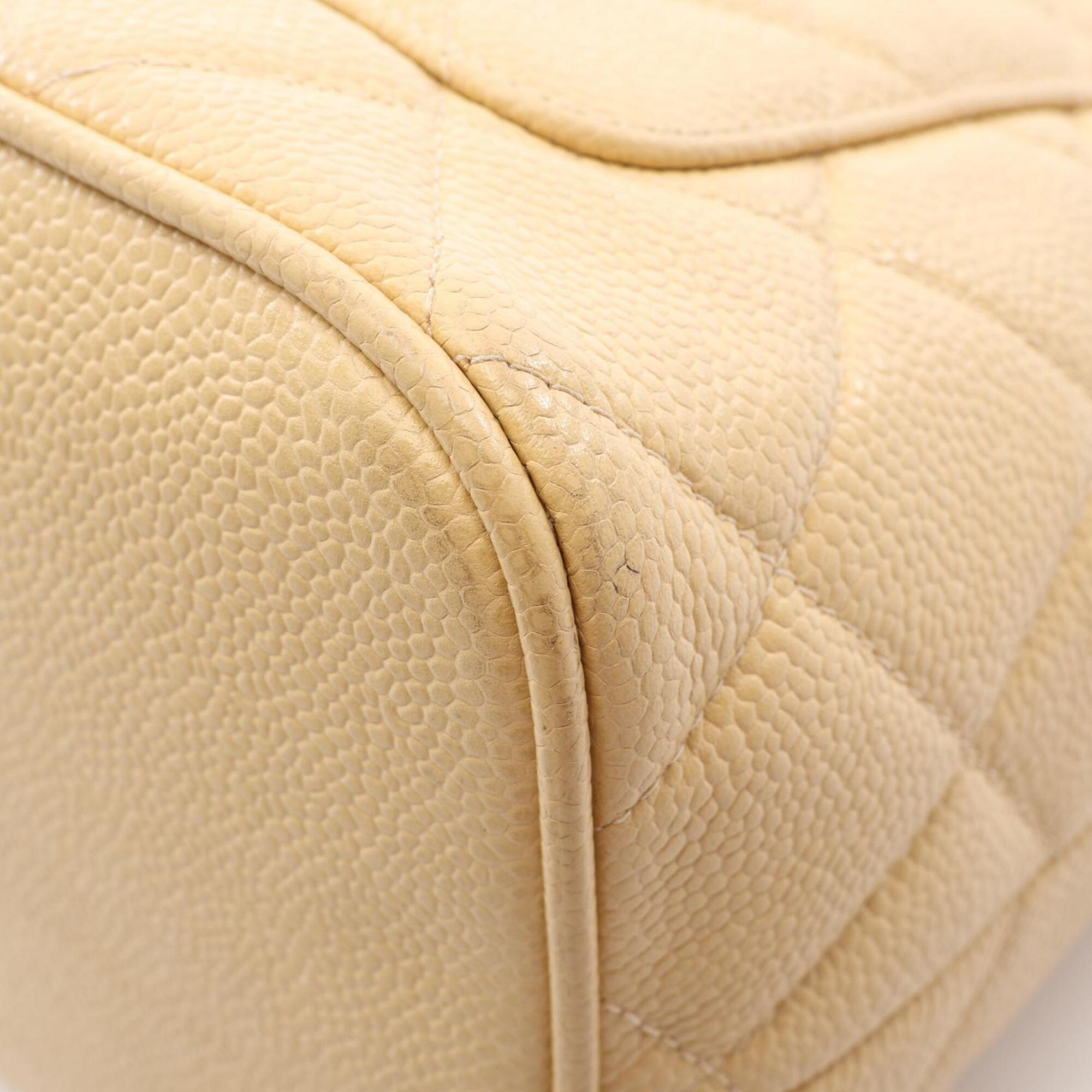 Chanel Beige Grained Calfskin Handbag Tote Bag (Pre-Owned)
