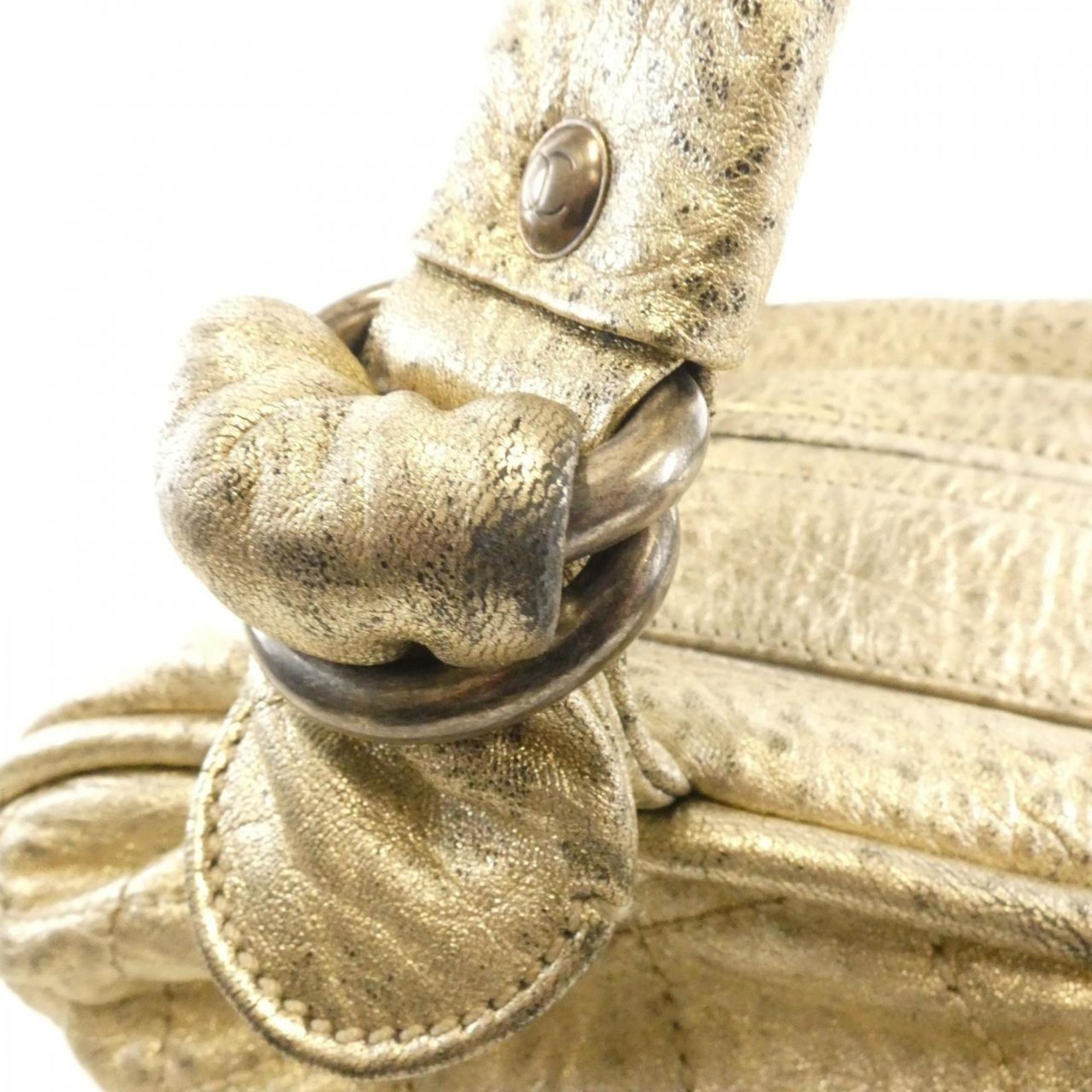 Chanel Gold Leather Handbag (Pre-Owned)
