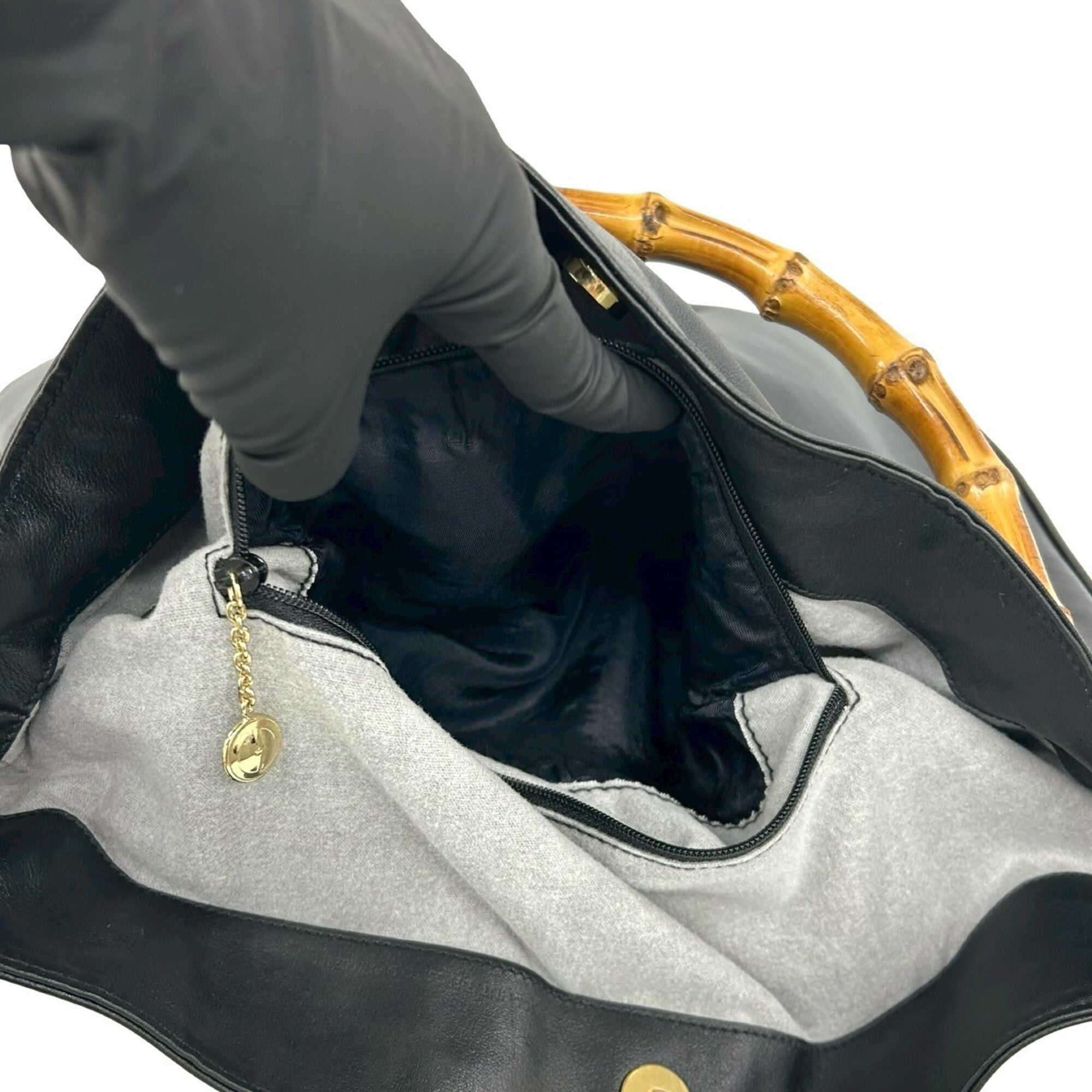 Gucci Black Leather Handbag Shoulder Bag (Pre-Owned)