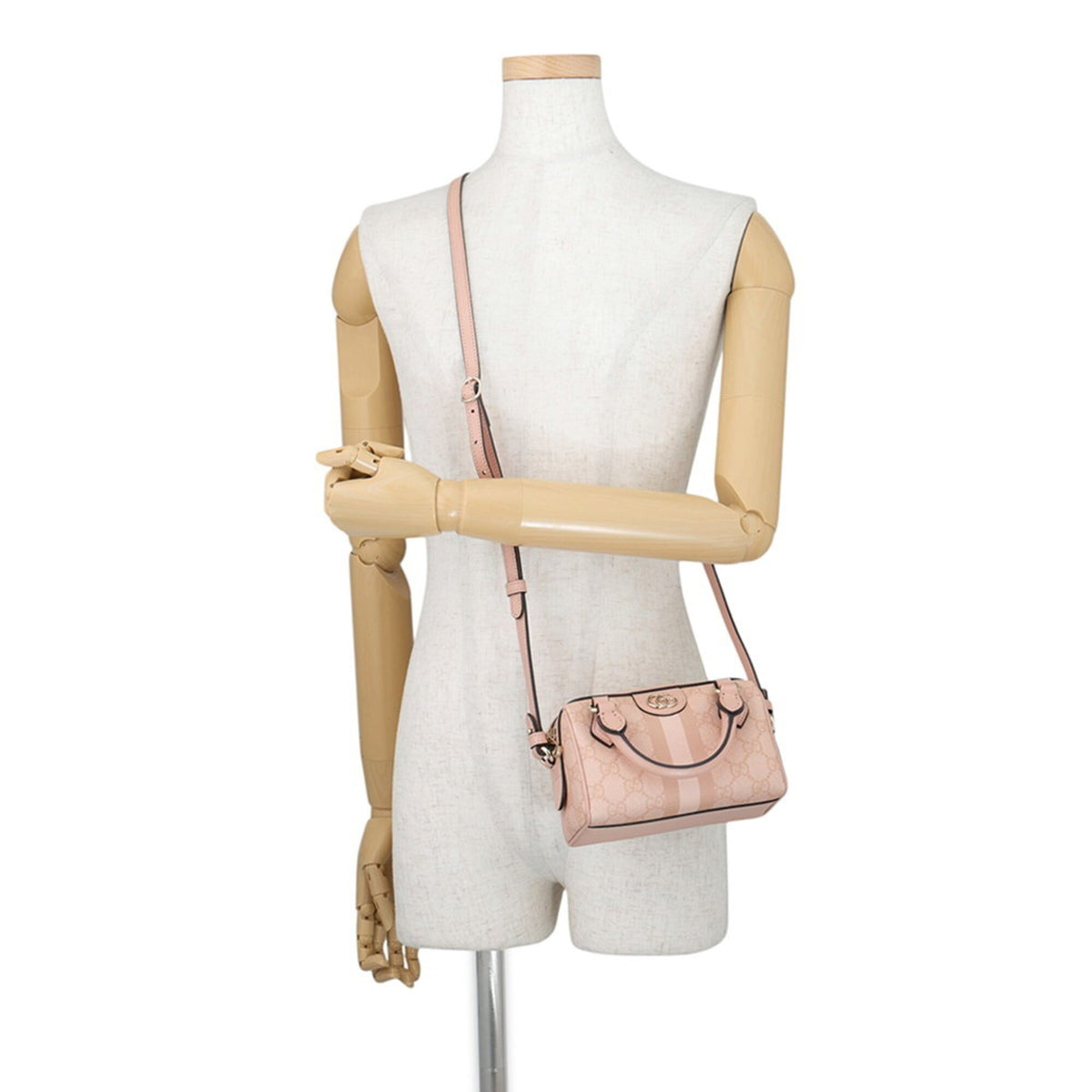 Gucci Pink Gg Supreme Boston Bag Handbag (Pre-Owned)
