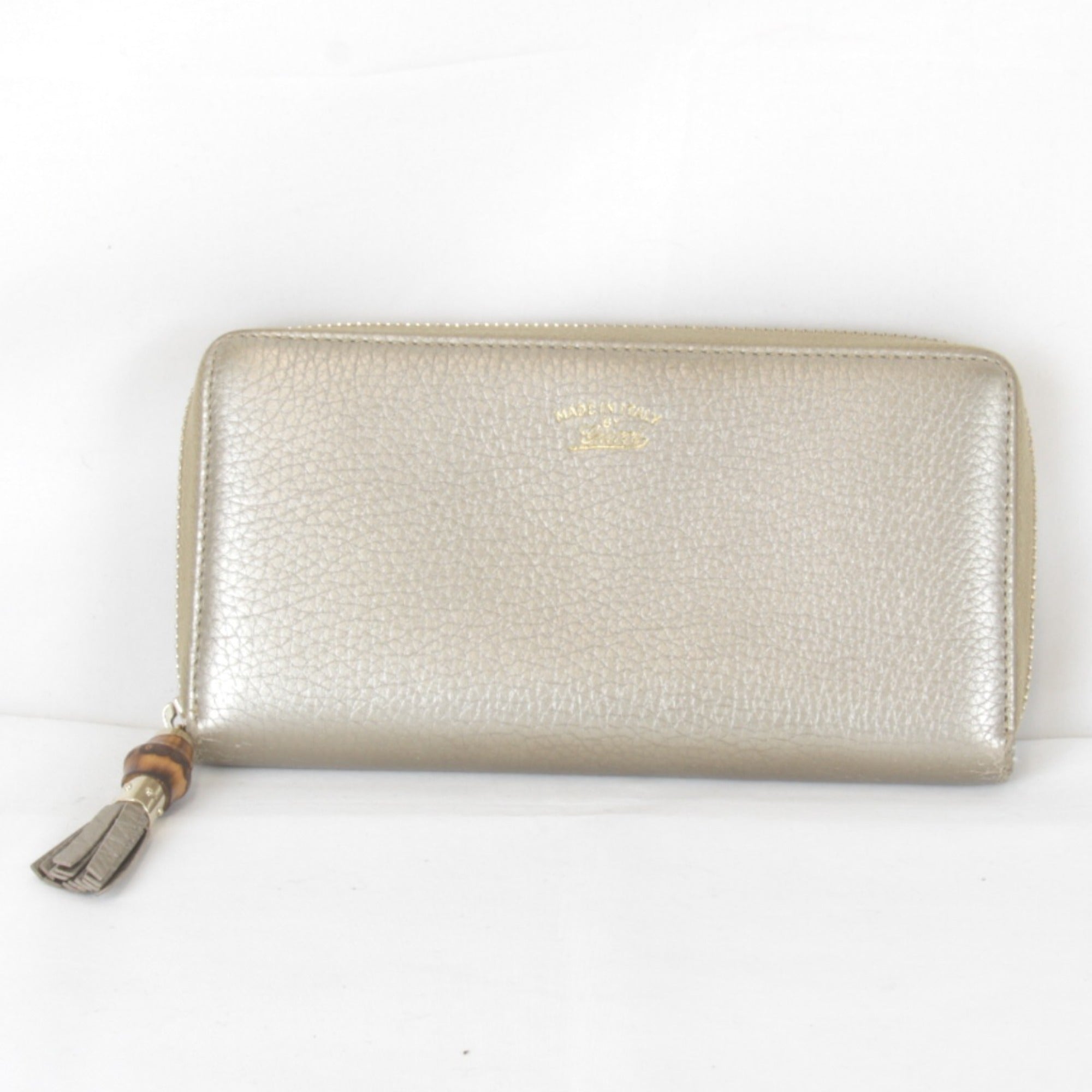 Gucci Gold White Leather Long Wallet (Bi-Fold) (Pre-Owned)