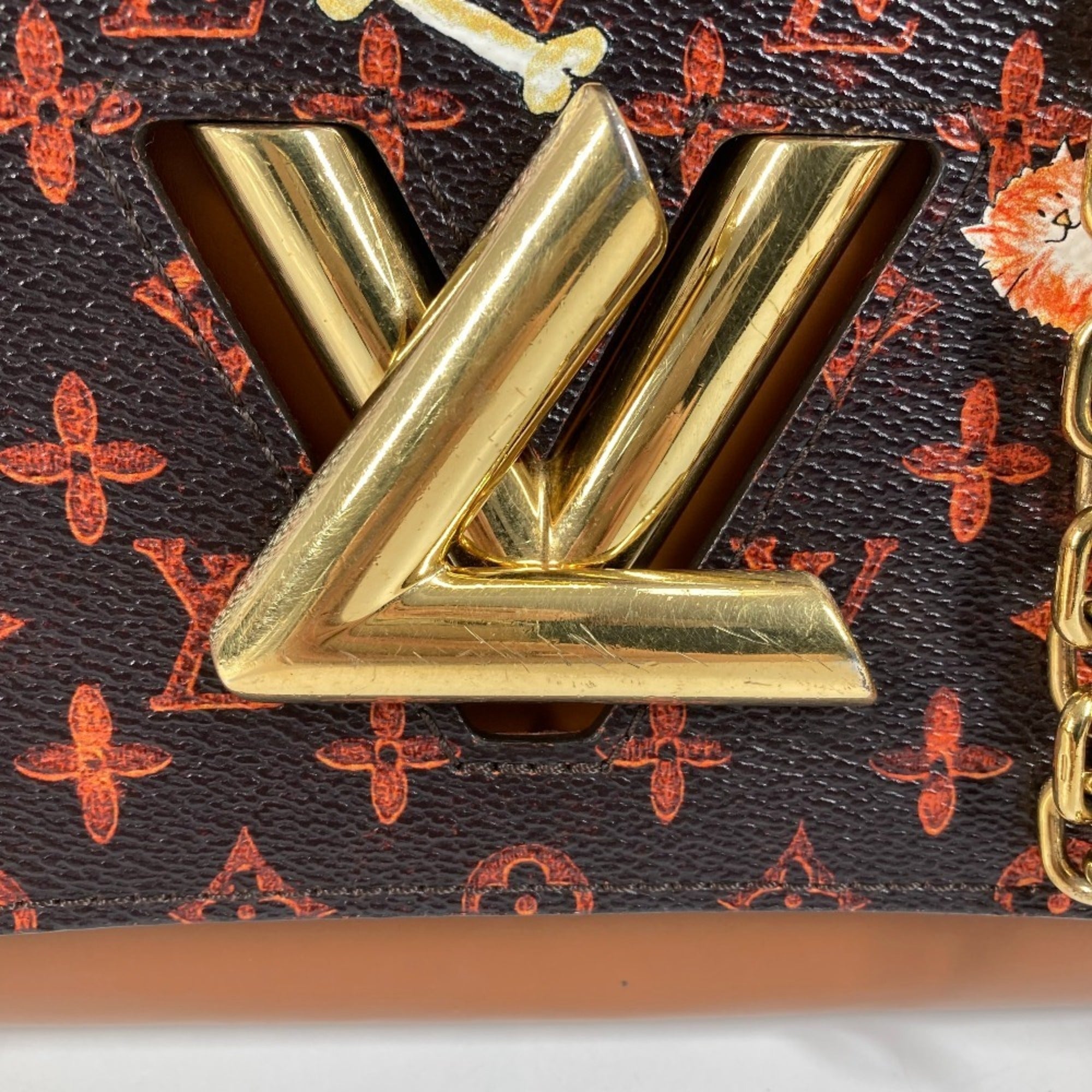 Louis Vuitton Brown Orange Monogram Leather Shoulder Bag (Pre-Owned)