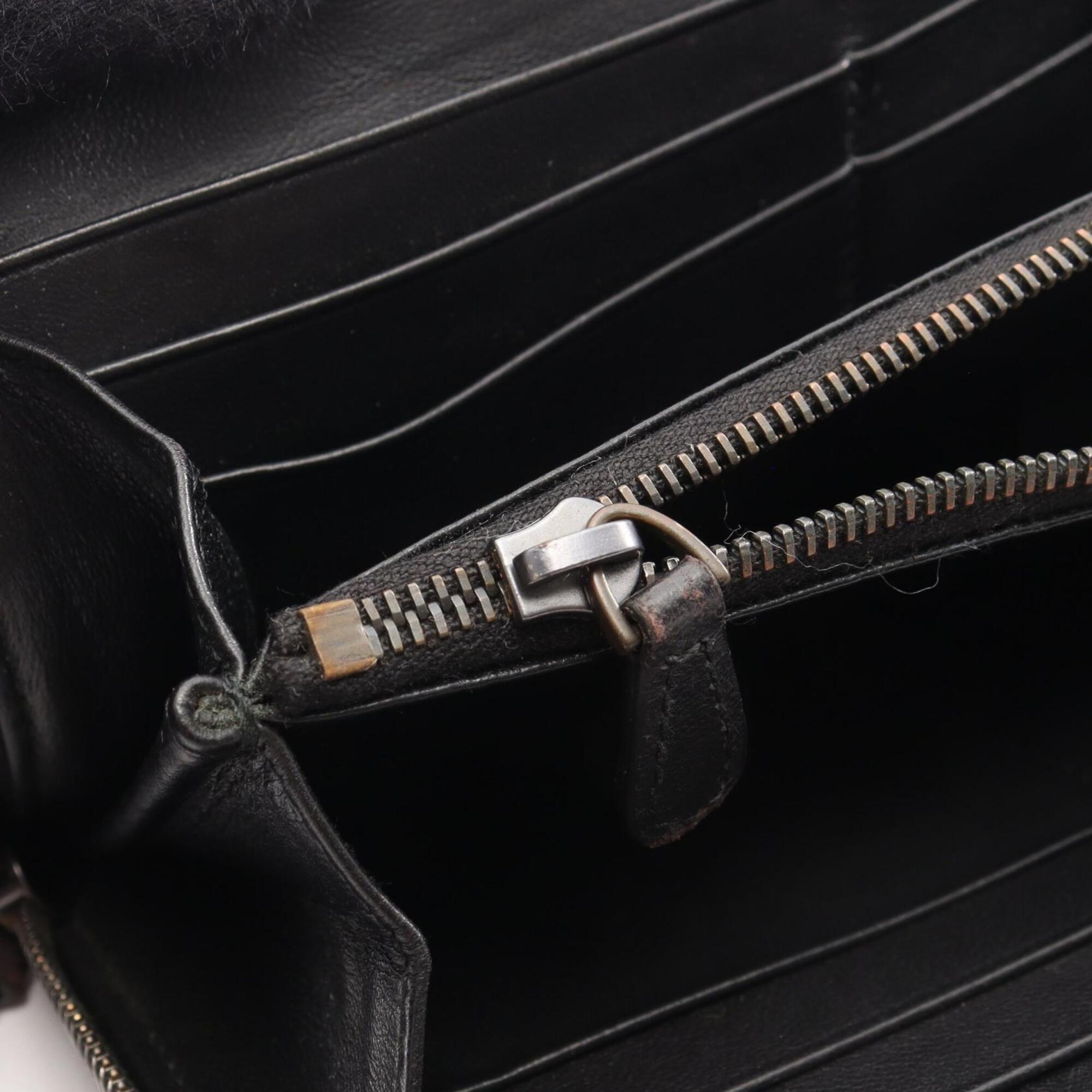 Bottega Veneta Black Leather Long Wallet (Bi-Fold) (Pre-Owned)
