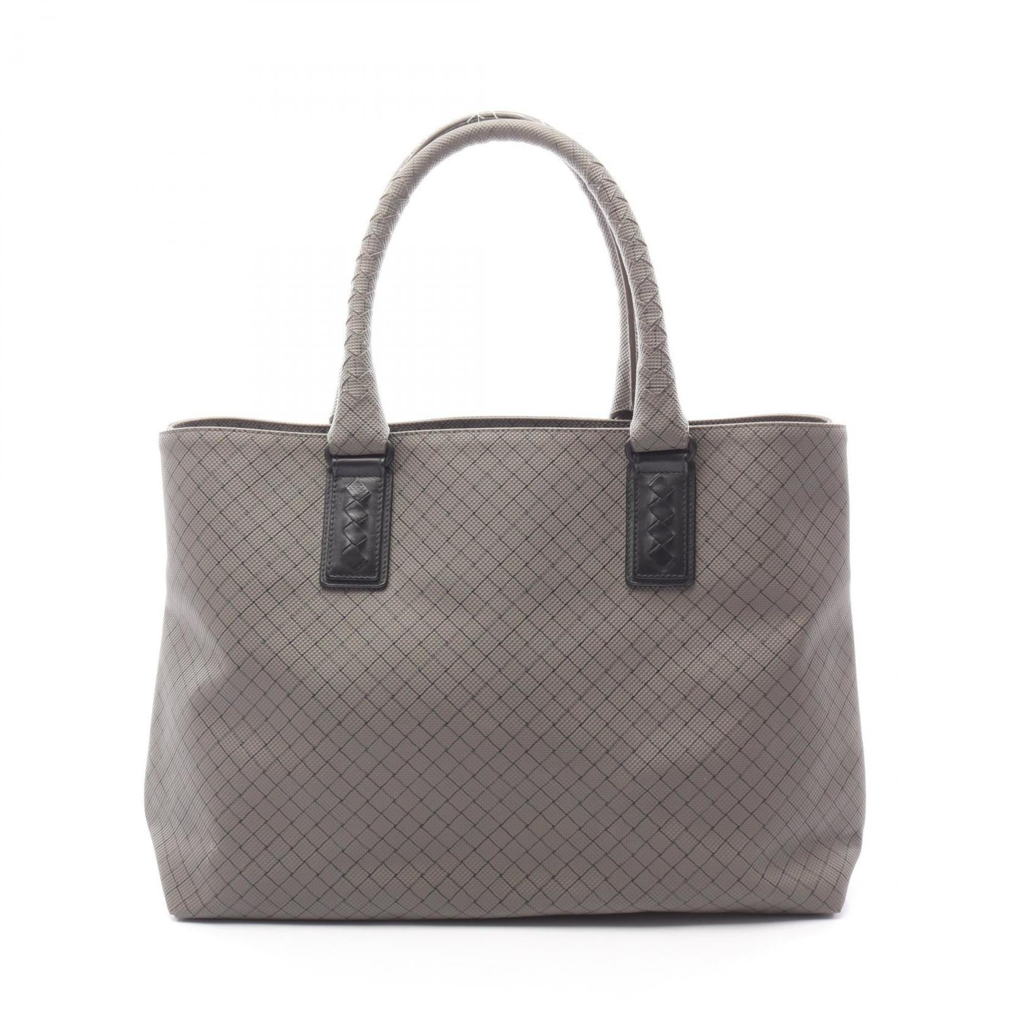 Bottega Veneta Gray Coated Canvas Leather Tote Bag (Pre-Owned)