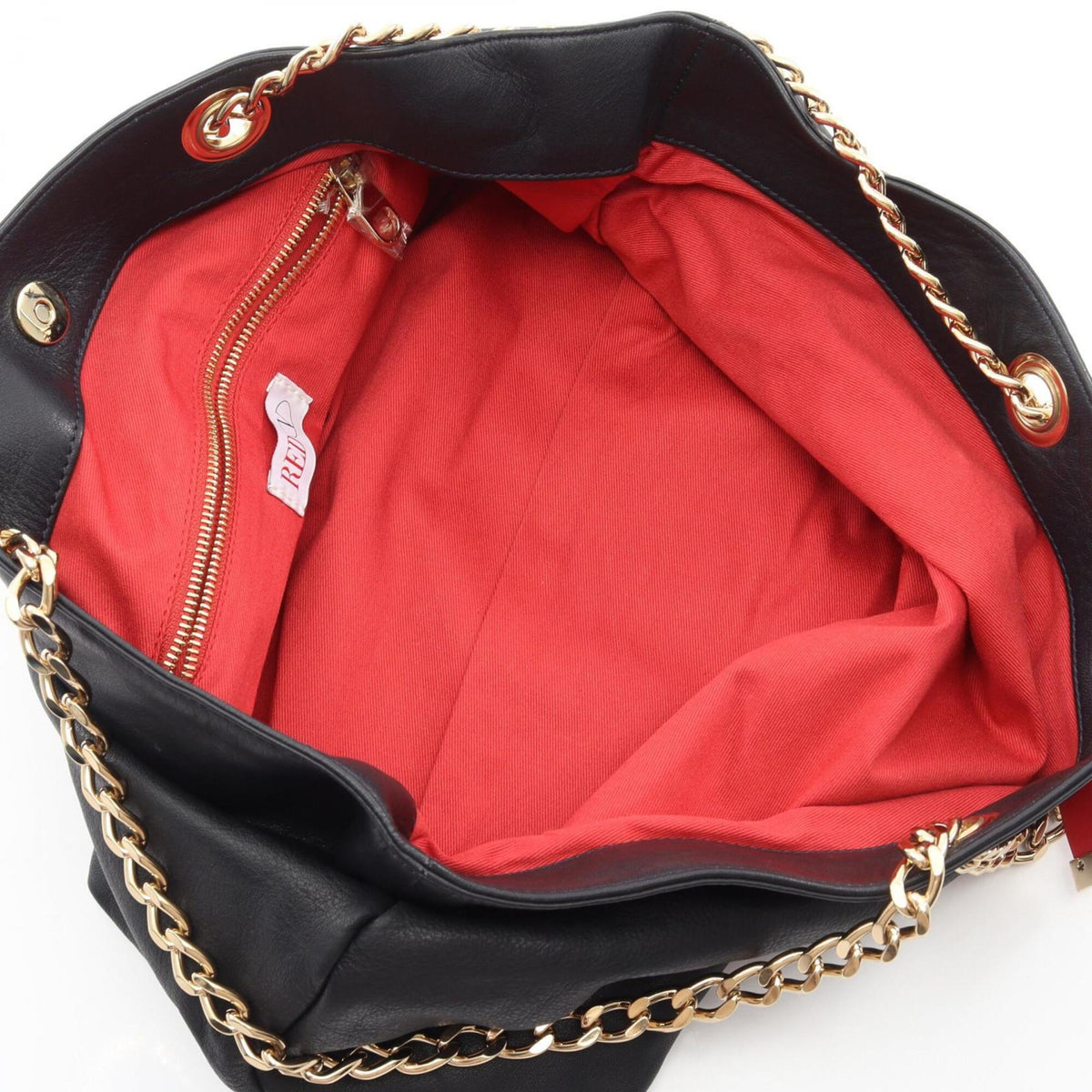 Valentino Navy Red Color Leather Handbag Shoulder Bag (Pre-Owned)