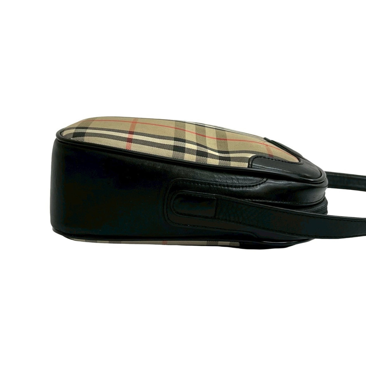 Burberry Beige Black Canvas Leather Pochette Shoulder Bag (Pre-Owned)