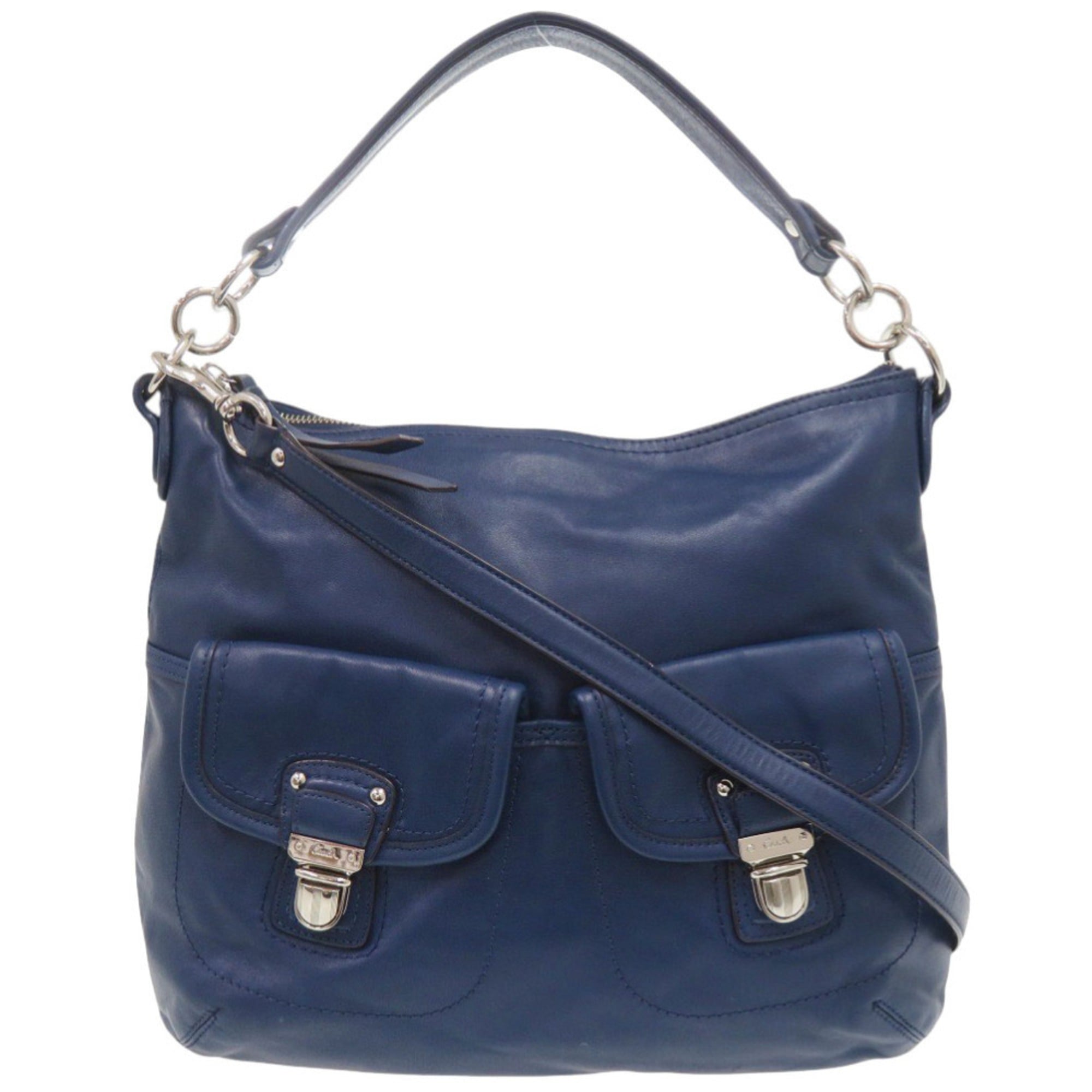 Coach Blue Leather Shoulder Bag (Pre-Owned)