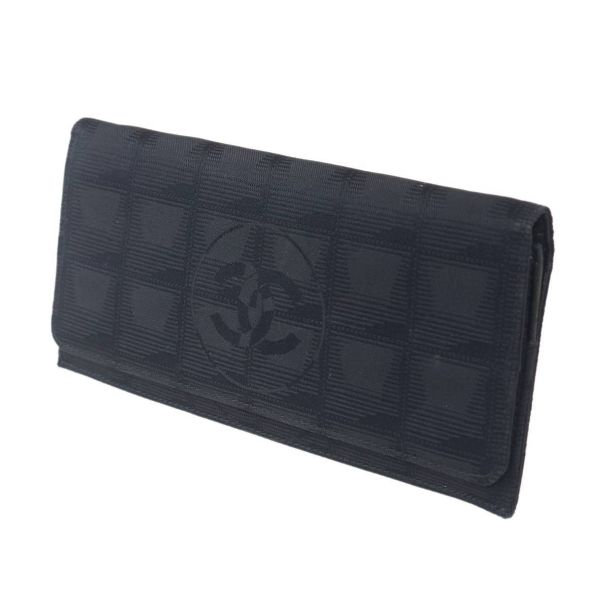 Chanel New Travel Line Black Long Wallet (Bi-Fold) (Pre-Owned)