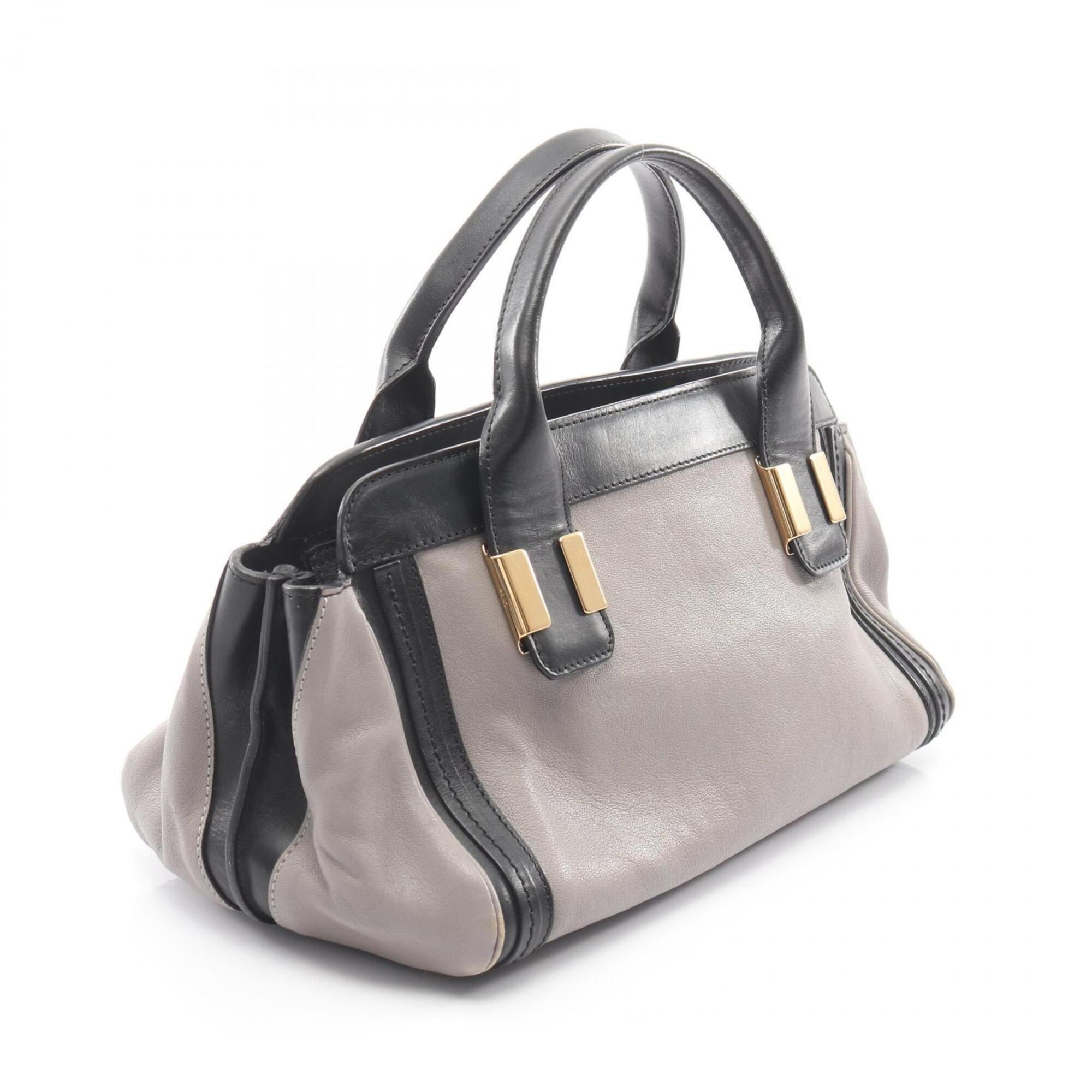 Chloé Black Gray Leather Handbag (Pre-Owned)