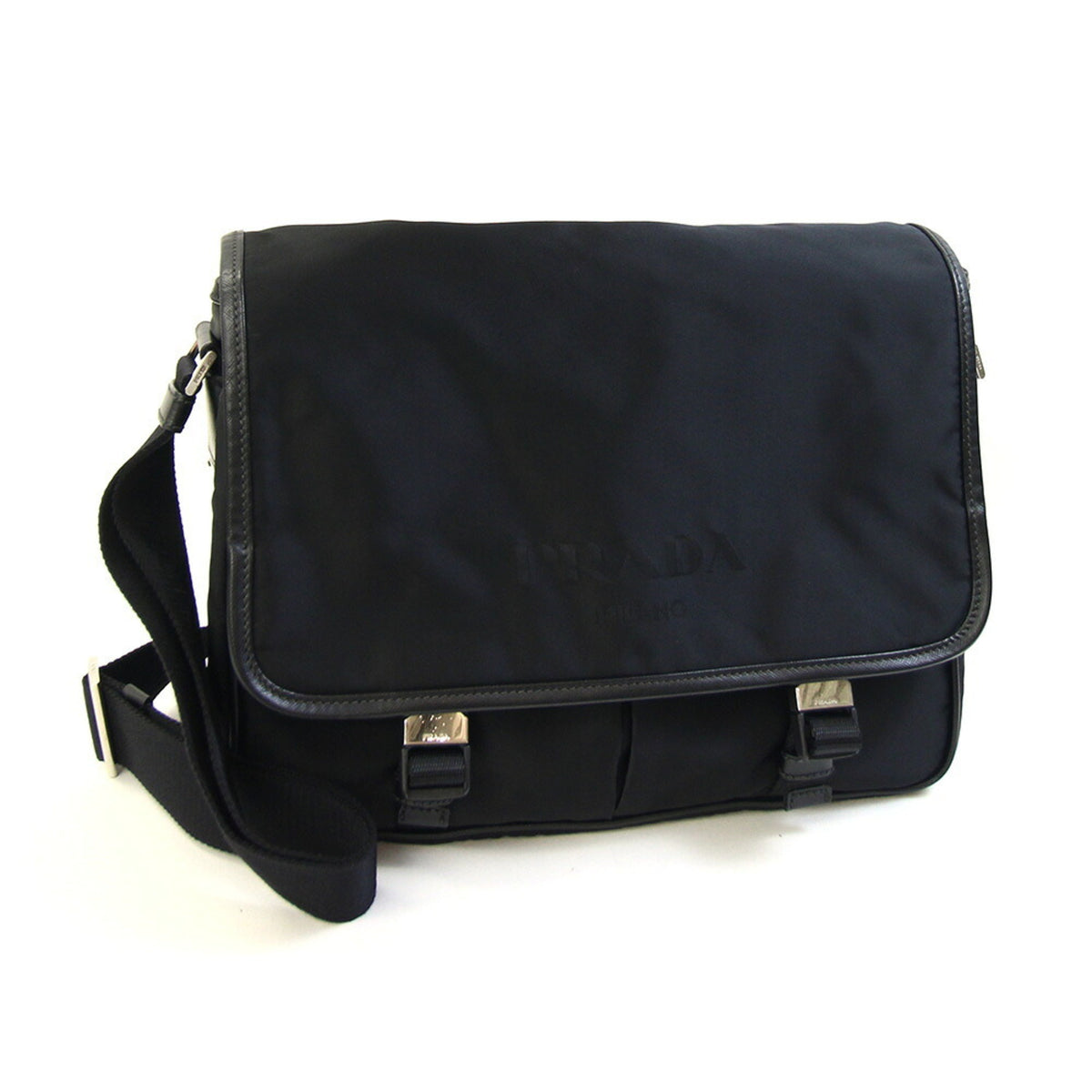 Prada Black White Nylon Shoulder Bag (Pre-Owned)