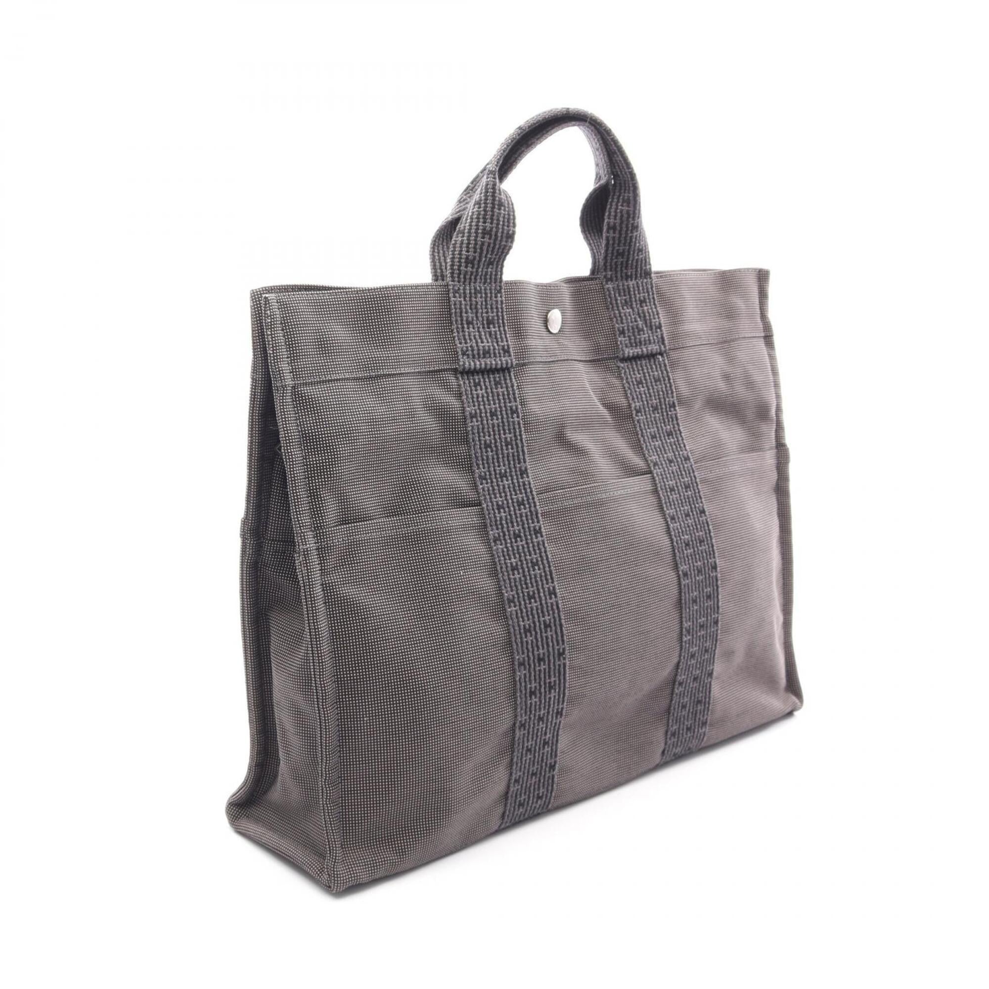 Hermes Gray Nylon Canvas Handbag Tote Bag (Pre-Owned)