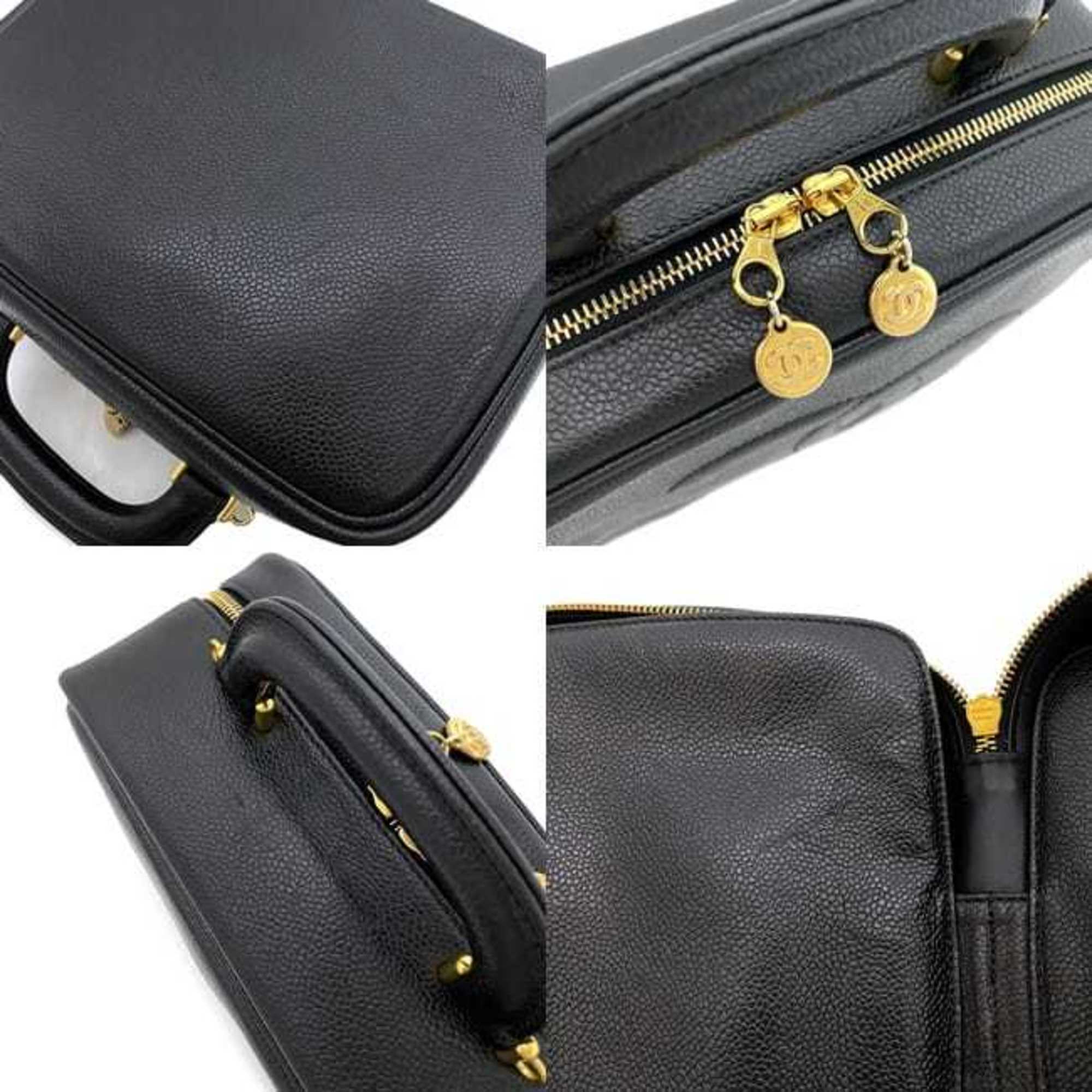 Chanel Black Leather Handbag Vanity Bag (Pre-Owned)