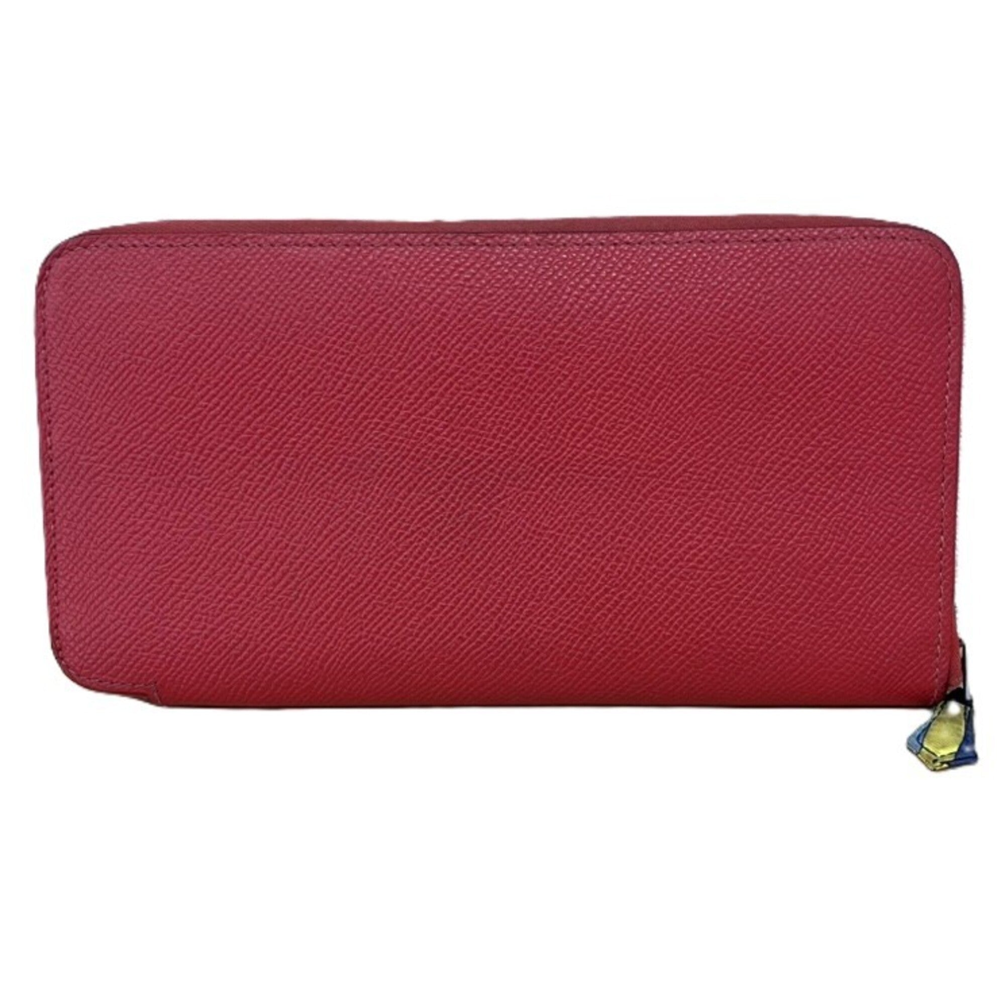 Hermes Red Color Leather Long Wallet (Bi-Fold) (Pre-Owned)