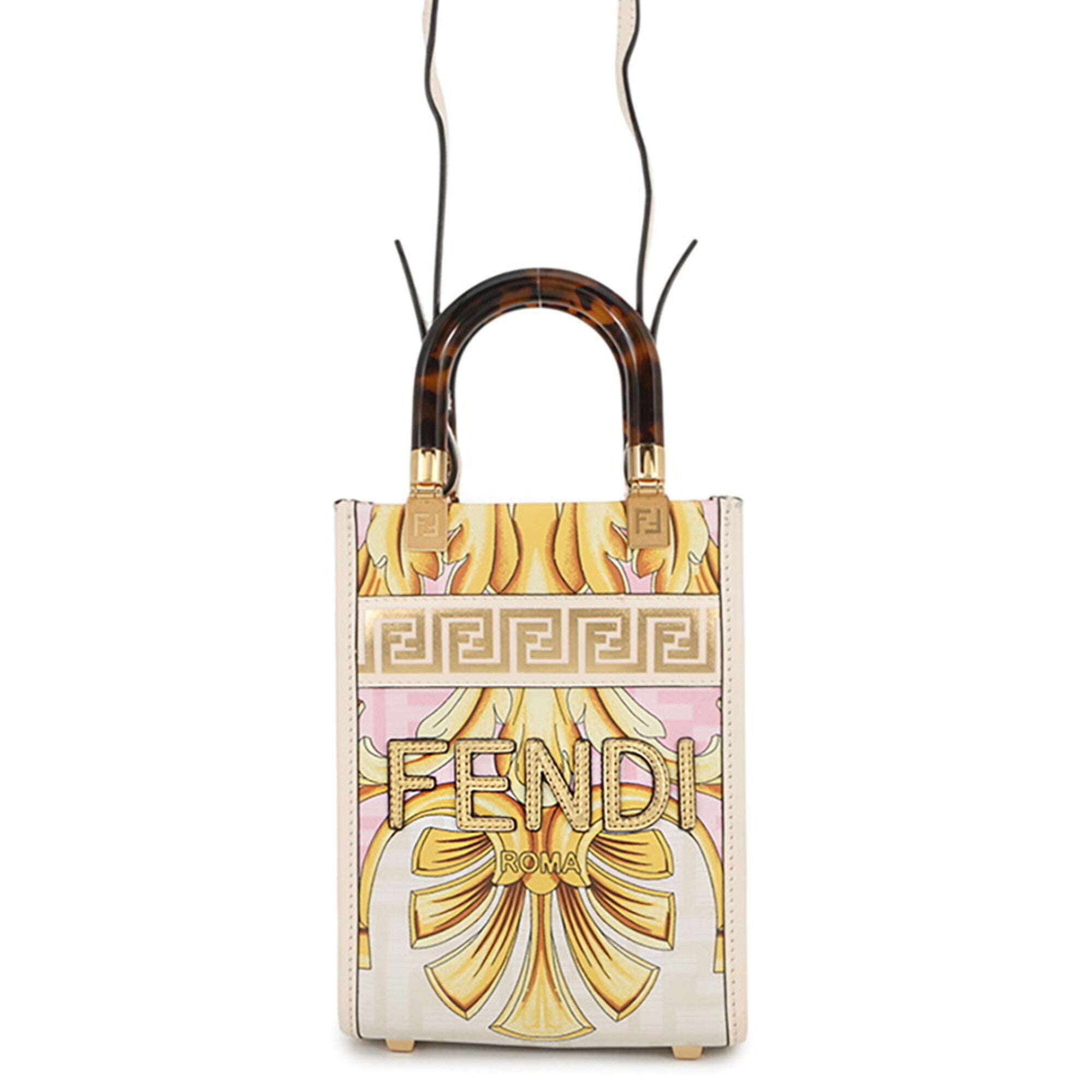 Fendi White Yellow Leather Handbag Shoulder Bag (Pre-Owned)