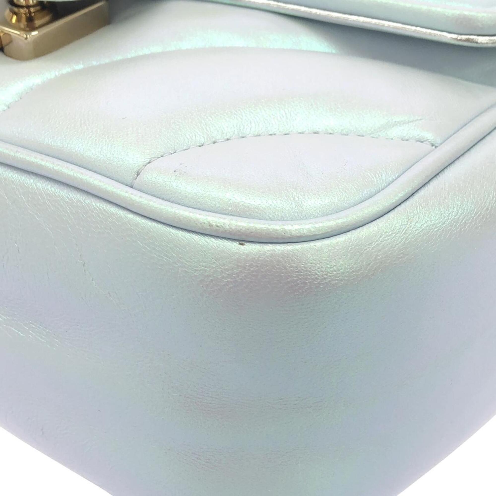 Gucci Blue Light Blue Quilting Leather Shoulder Bag (Pre-Owned)