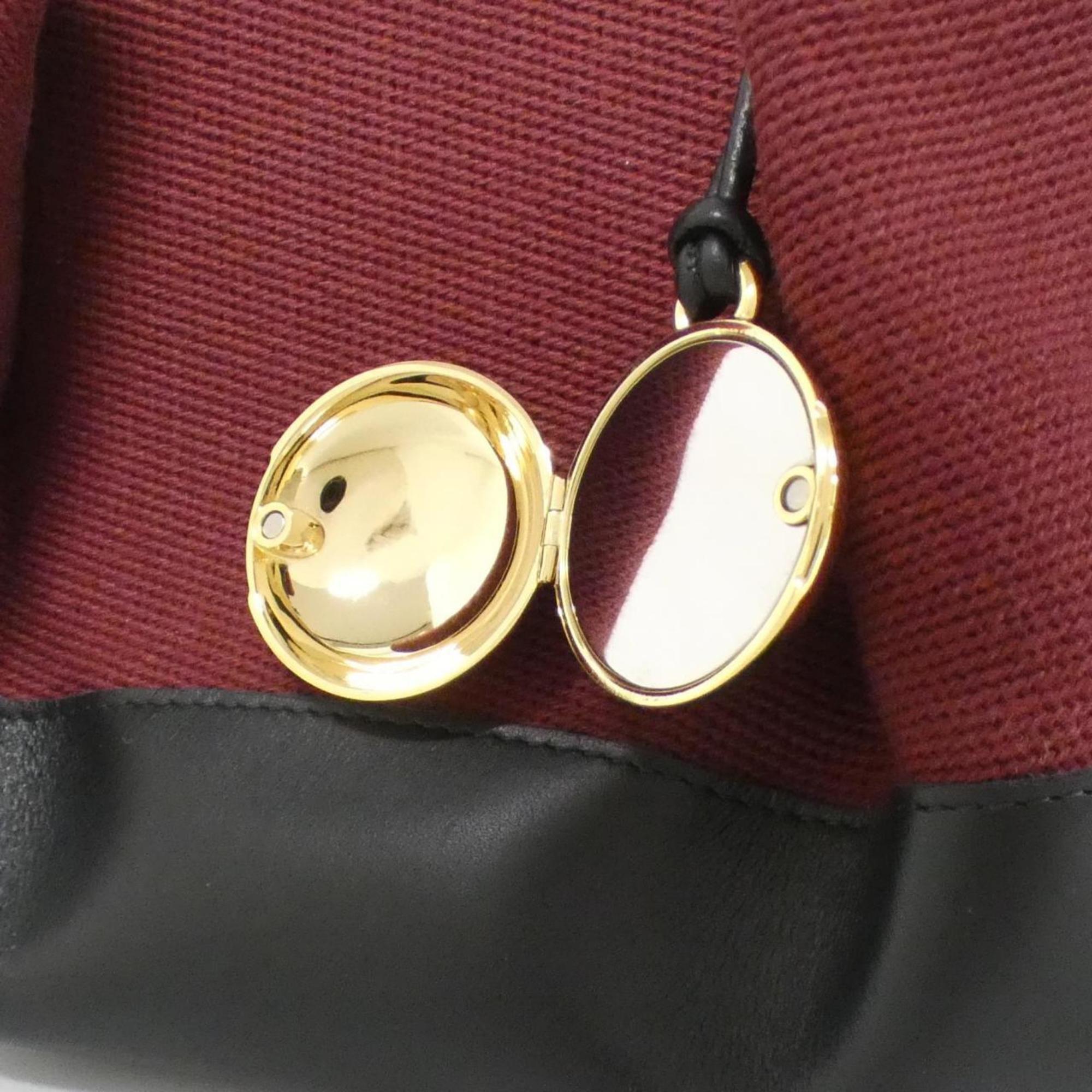 Loewe Black Burgundy Canvas Leather Handbag (Pre-Owned)