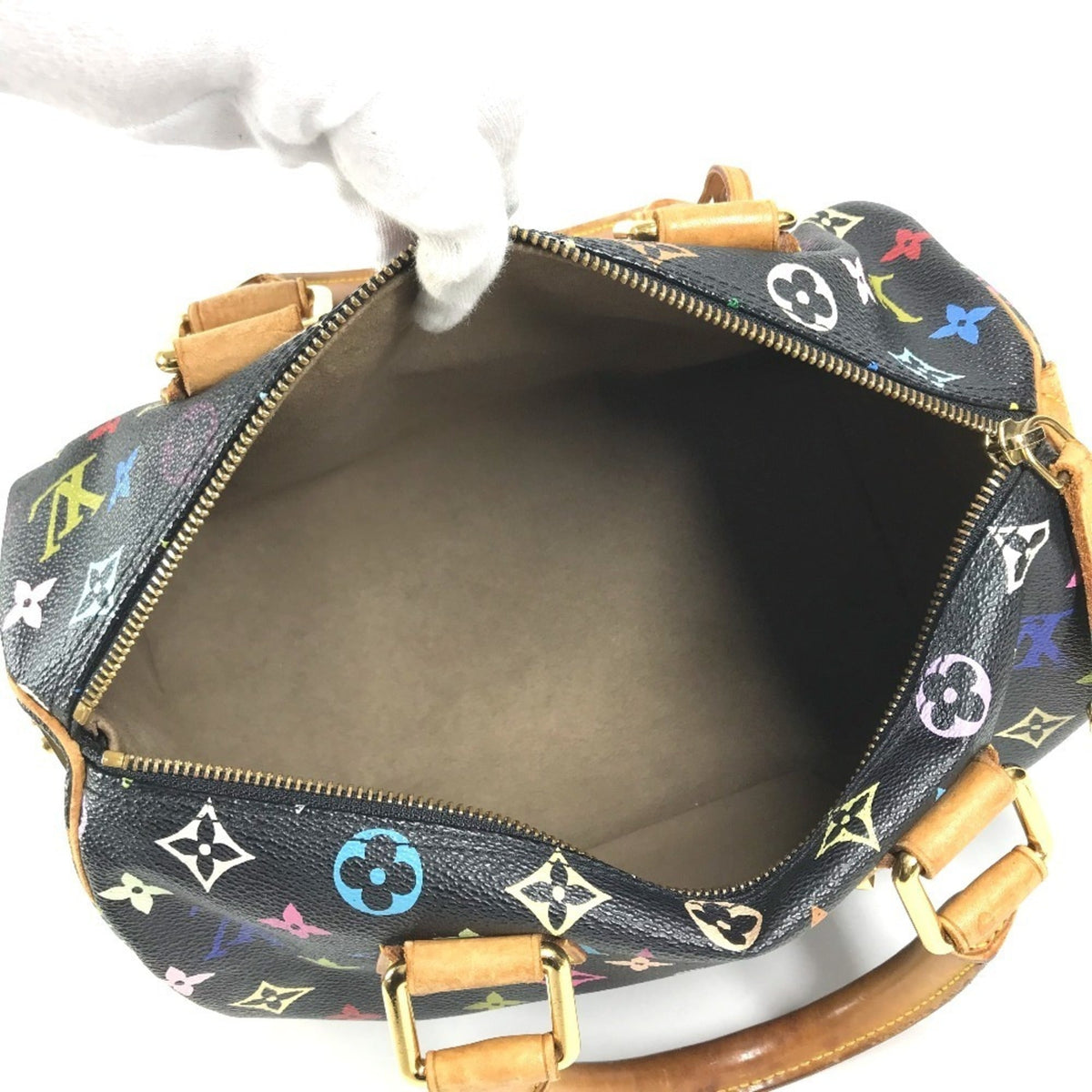 Louis Vuitton Black Noir Monogram Multicolore Canvas Boston Bag Handbag (Pre-Owned)