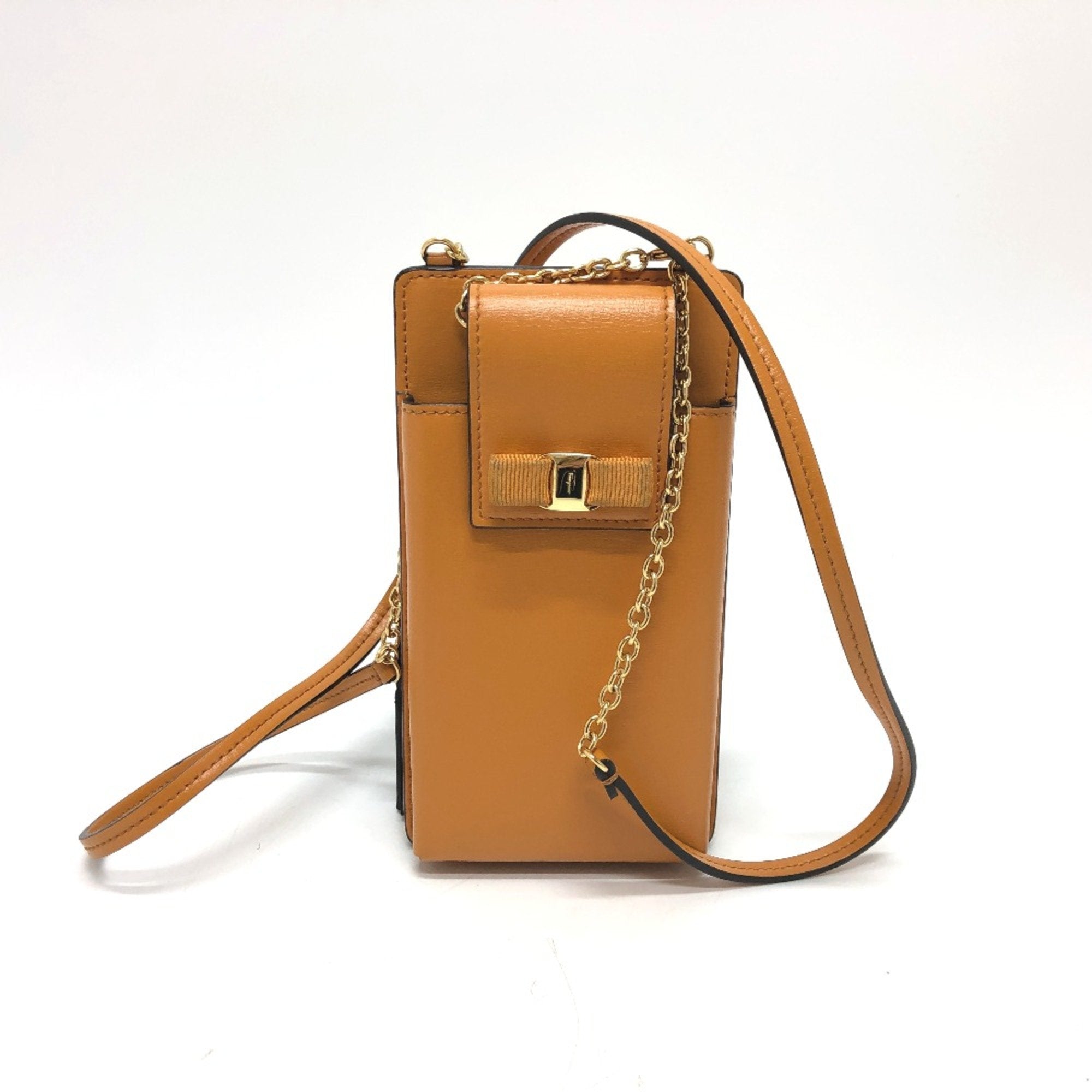 Salvatore Ferragamo Orange Leather Shoulder Bag (Pre-Owned)