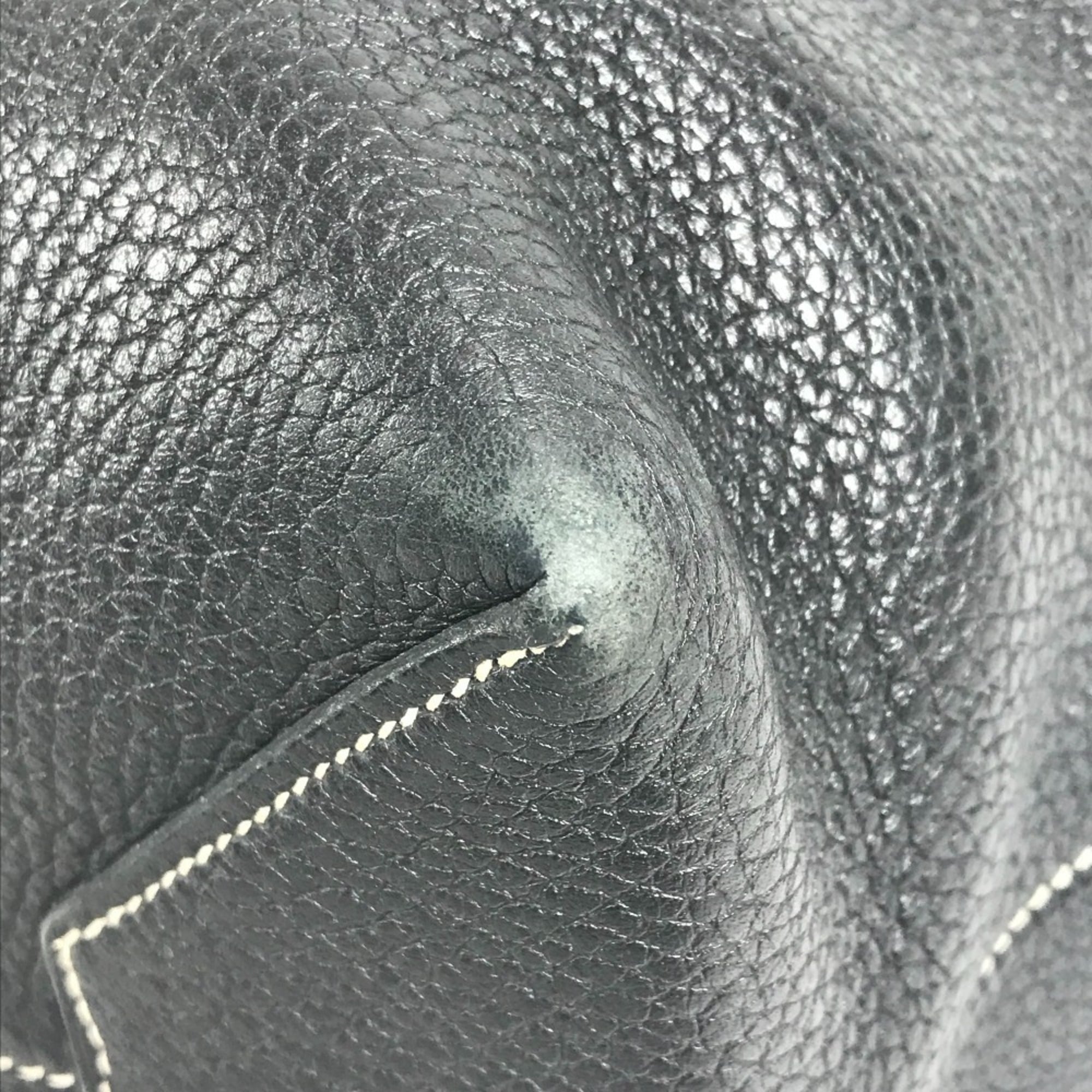 Hermes Black Leather Shoulder Bag Tote Bag (Pre-Owned)