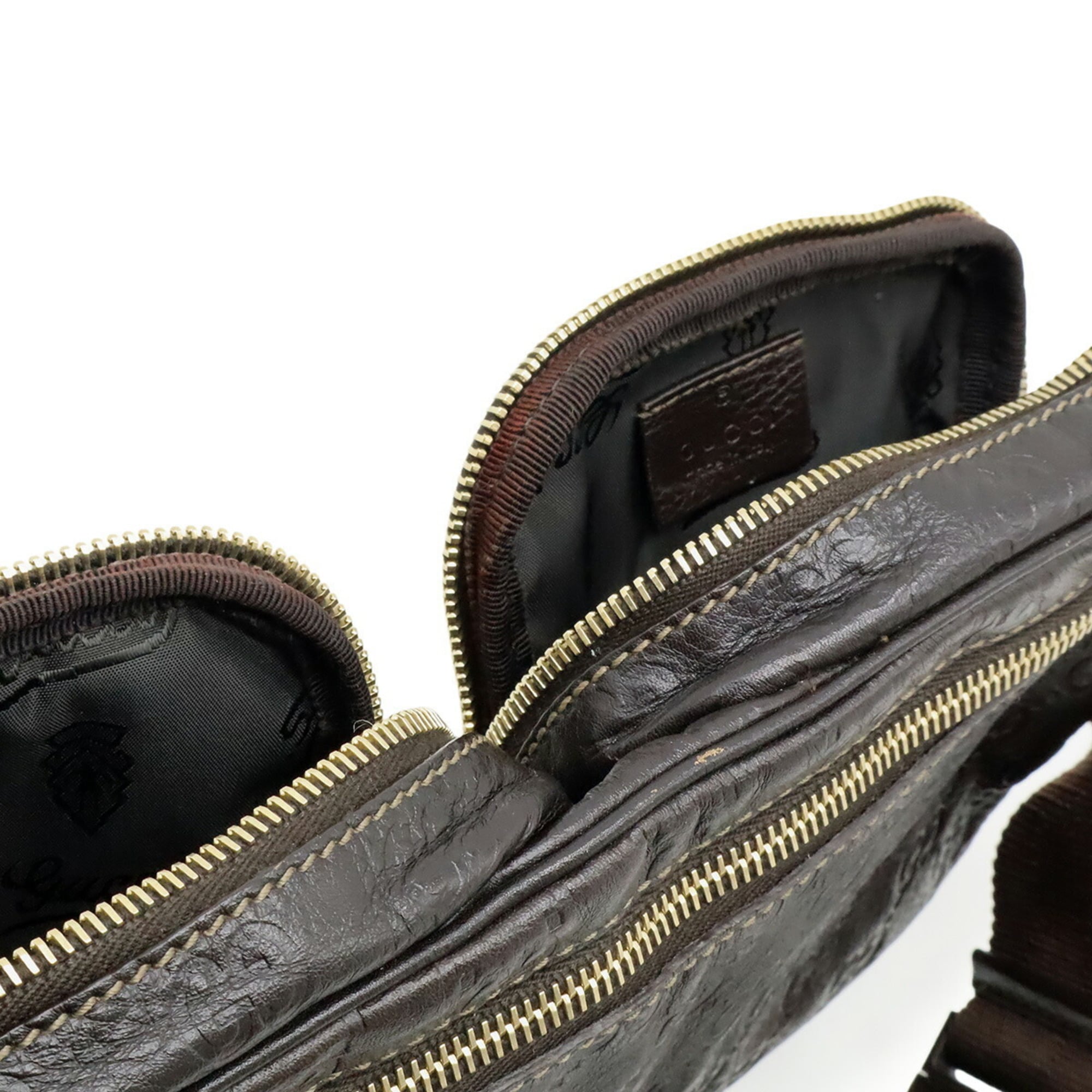 Gucci Dark Brown Leather Fanny Pack Pouch (Pre-Owned)