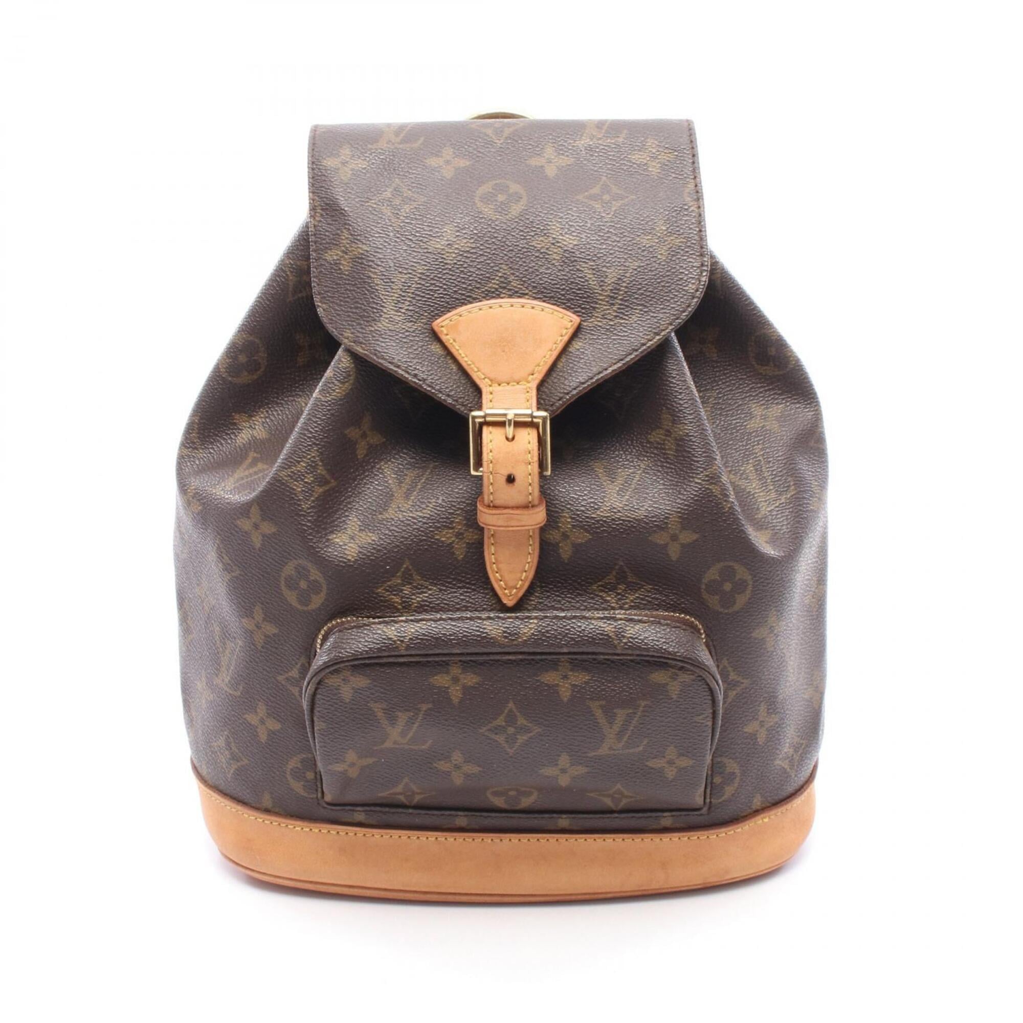 Louis Vuitton Brown Coated Canvas Leather Backpack Handbag (Pre-Owned)