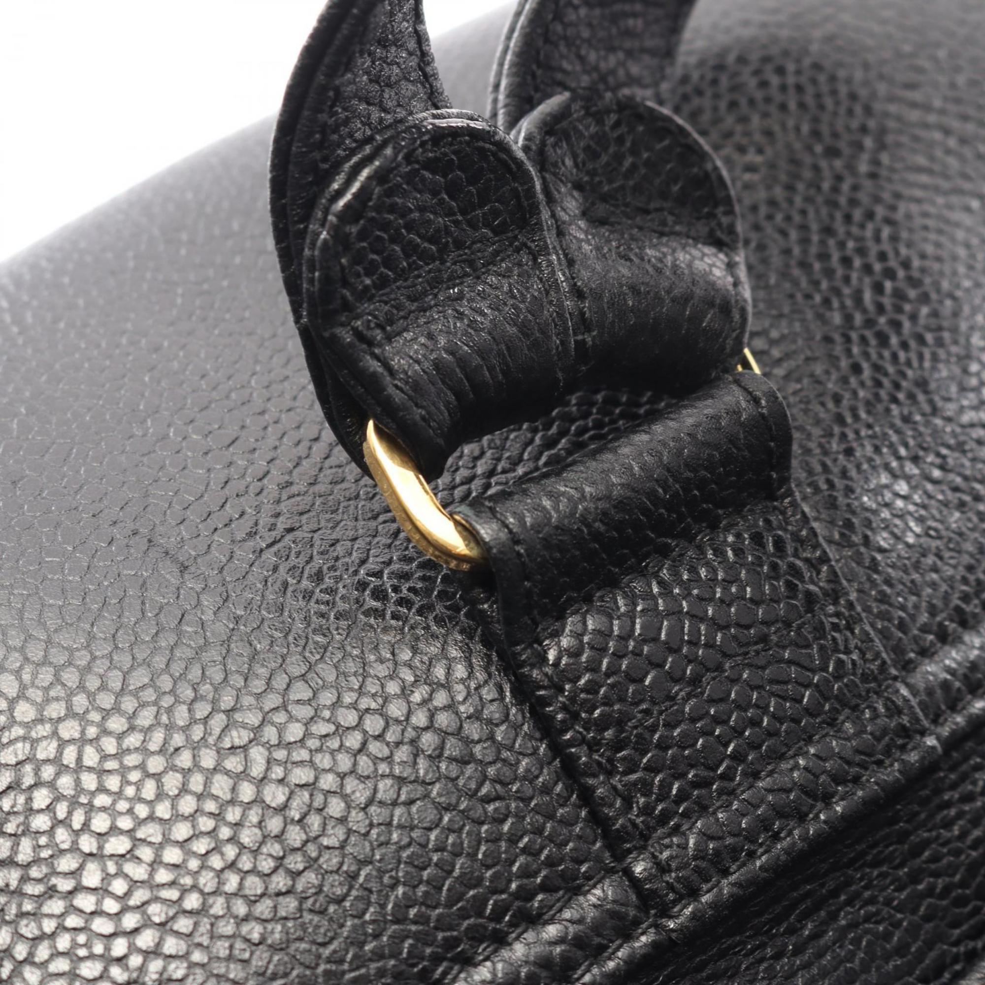 Chanel Black Grained Calfskin Backpack Handbag (Pre-Owned)
