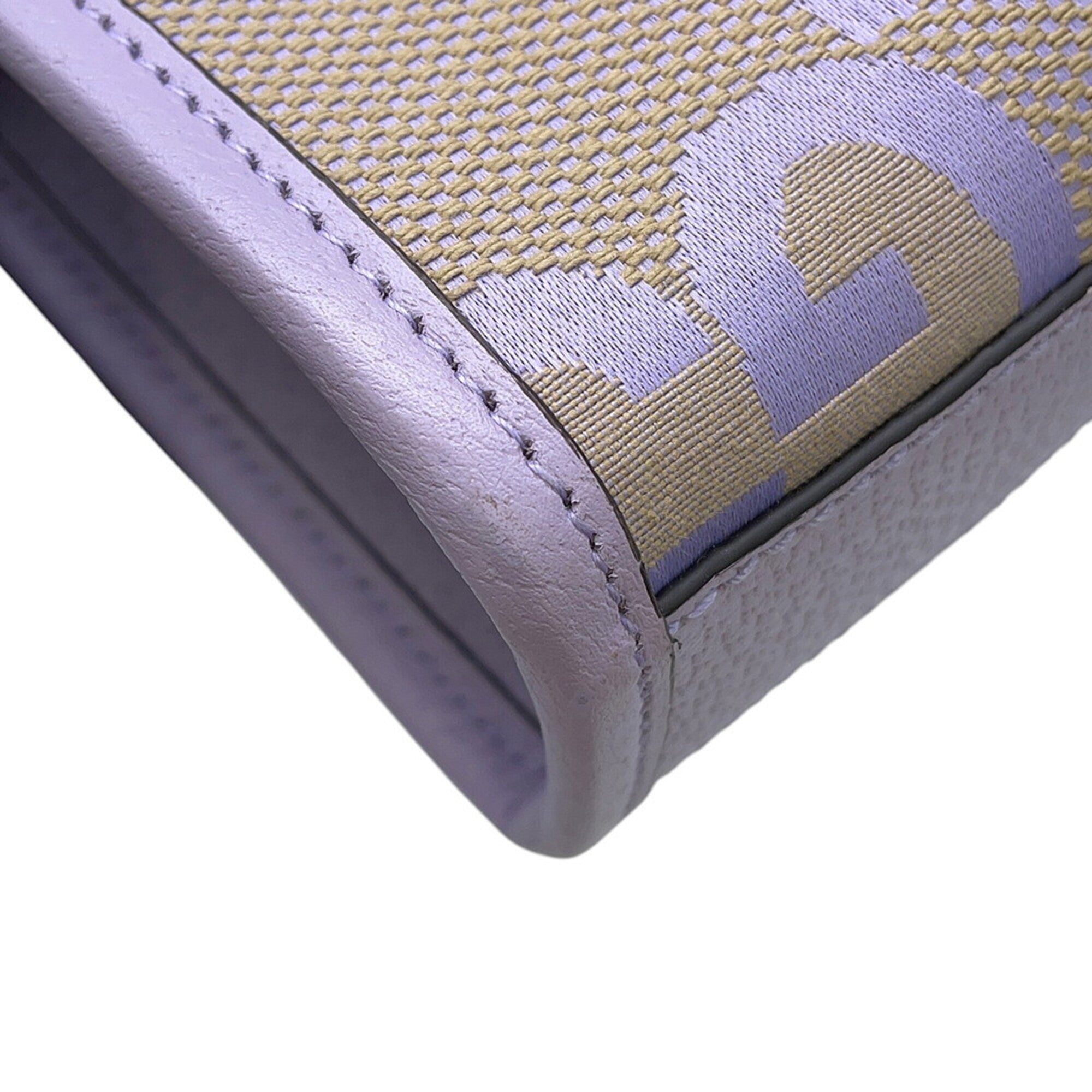 Gucci Beige Purple Gg Canvas Leather Handbag (Pre-Owned)