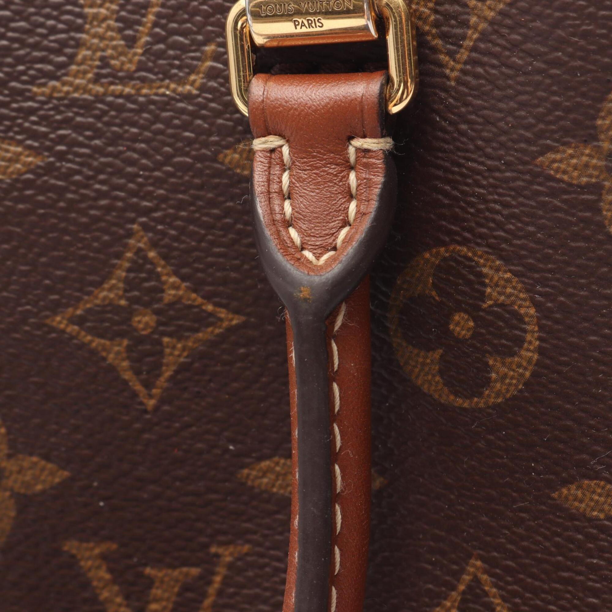 Louis Vuitton Black Brown Coated Canvas Leather Handbag (Pre-Owned)