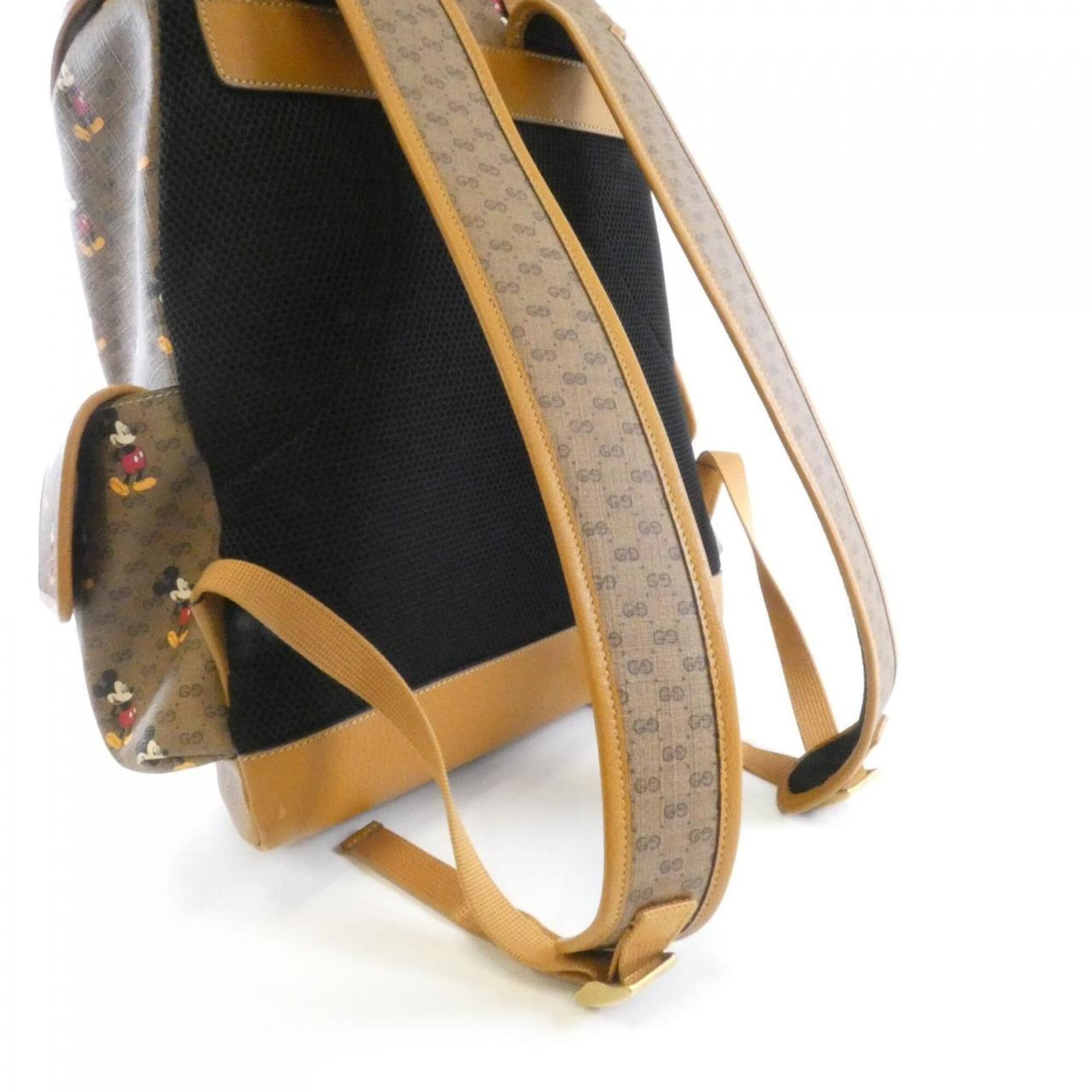 Gucci Beige Light Brown Gg Supreme Leather Backpack (Pre-Owned)