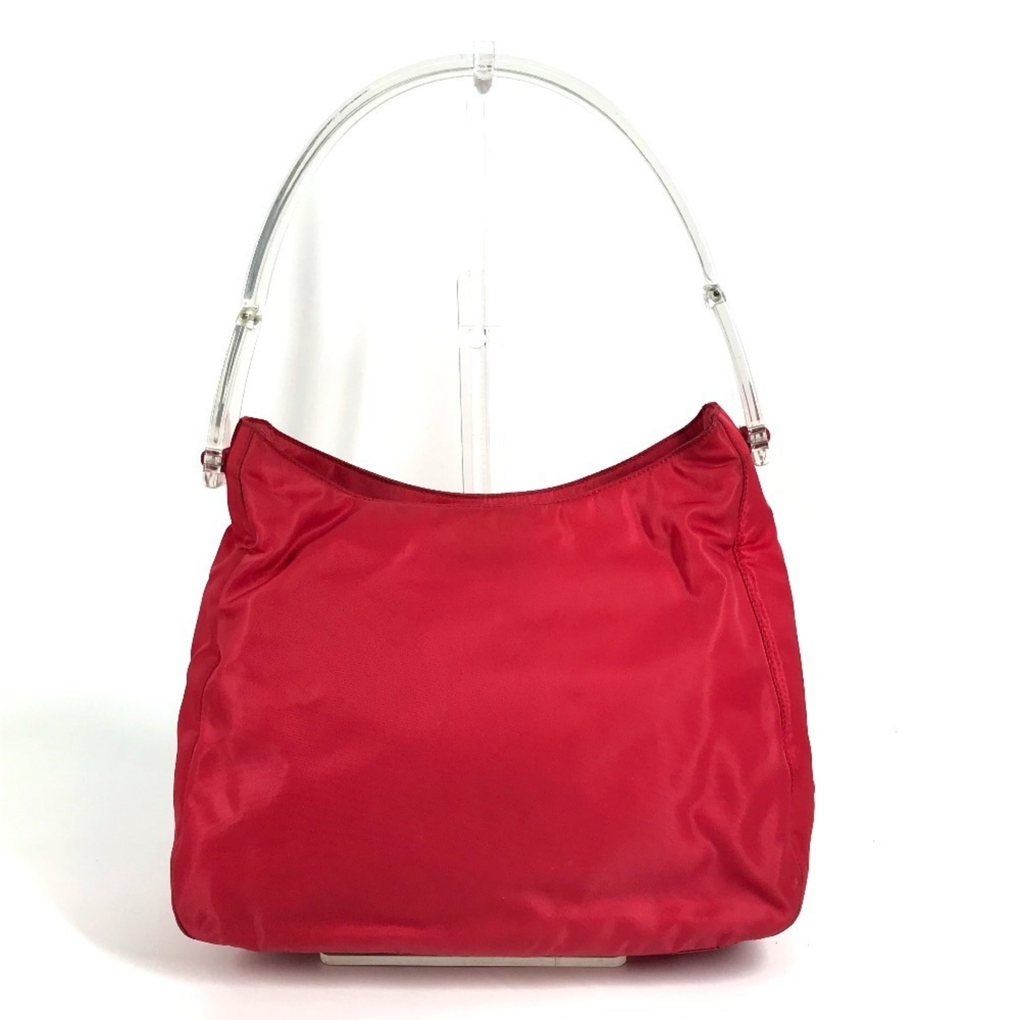 Prada Red Color Nylon Handbag Shoulder Bag (Pre-Owned)