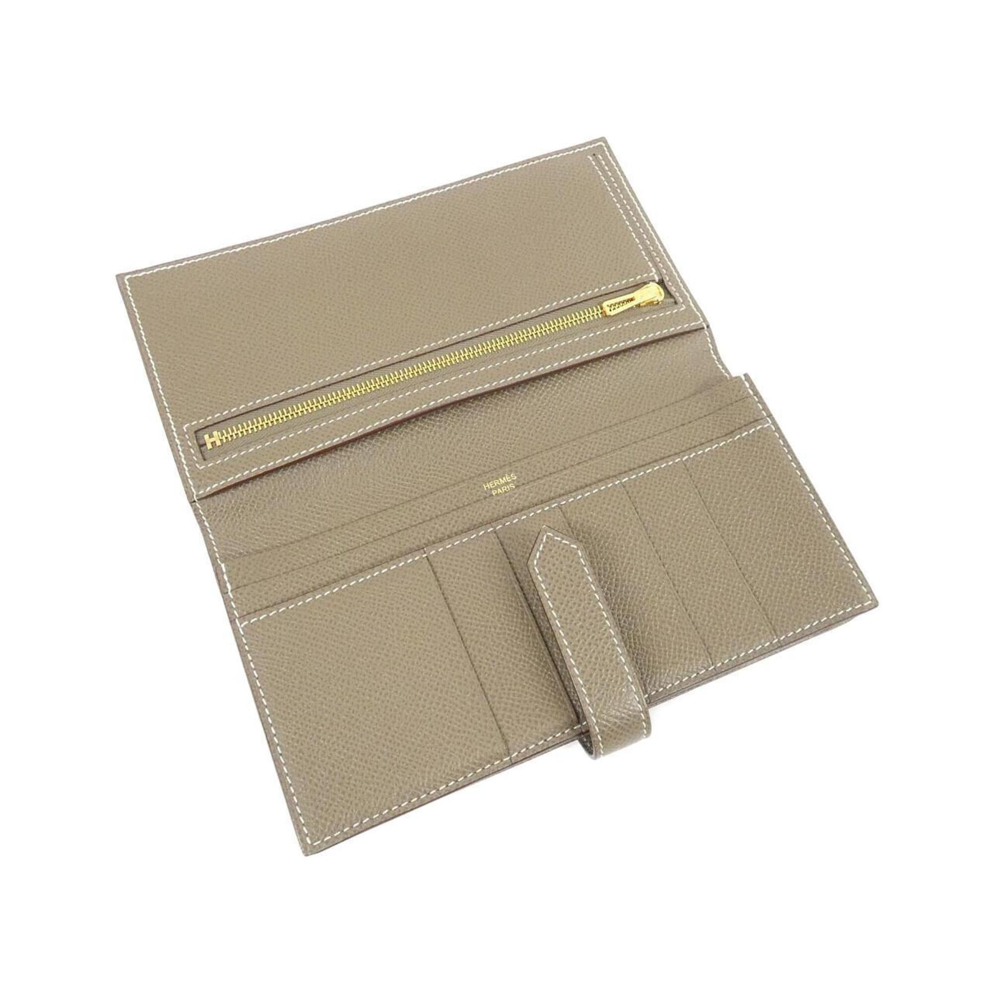 Hermes Etoupe Gray Soufre Epsom Leather Long Wallet (Bi-Fold) (Pre-Owned)