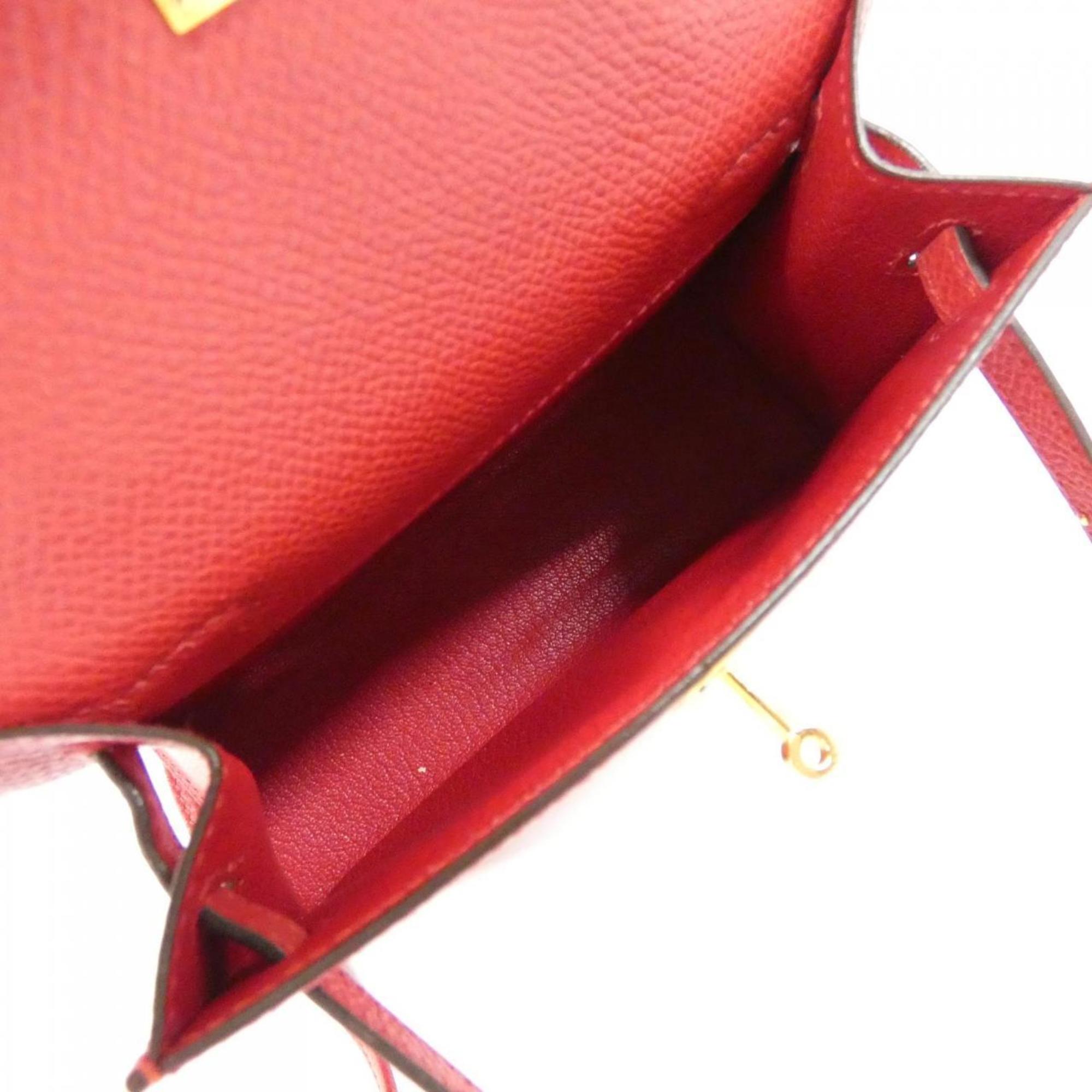 Hermes Rouge Vif Courchevel Leather Handbag (Pre-Owned)