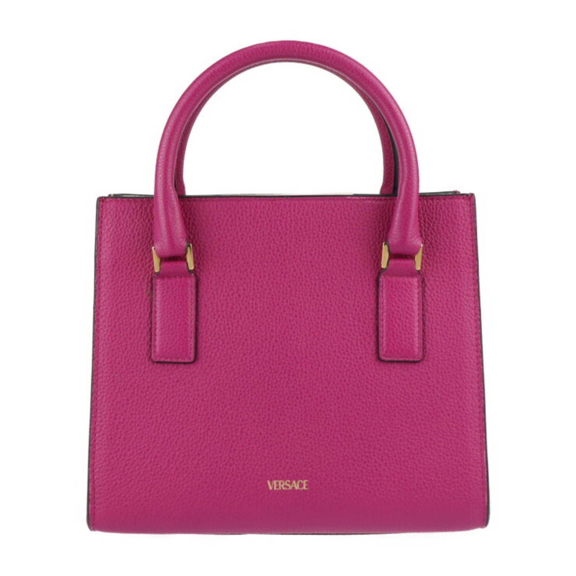 Versace Pink Beige Leather Handbag Shoulder Bag Tote Bag (Pre-Owned)