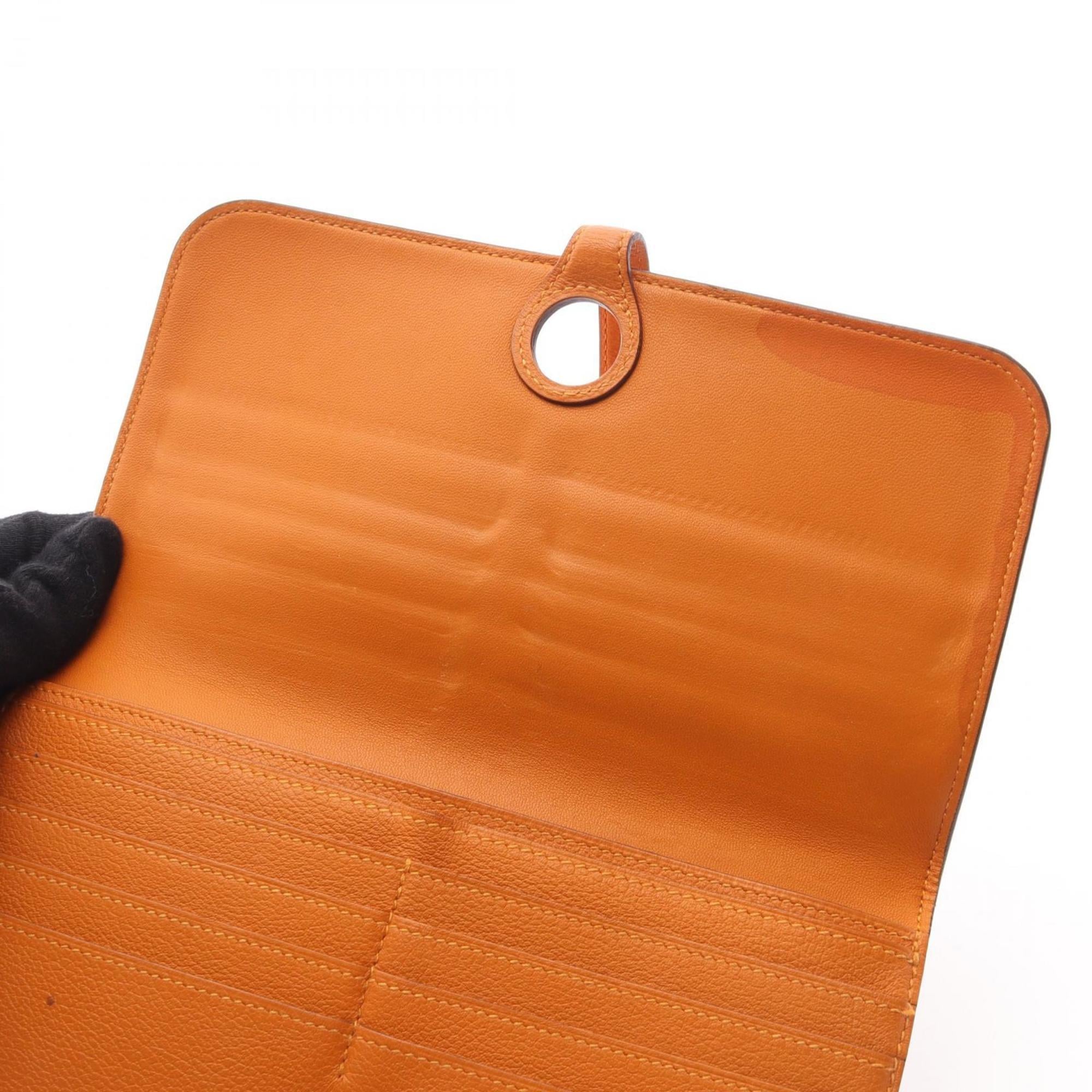 Hermes Orange Leather Long Wallet (Bi-Fold) (Pre-Owned)