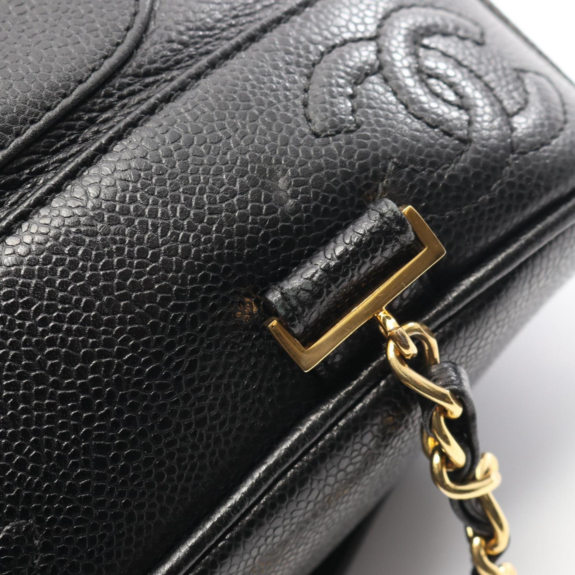 Chanel Black Grained Calfskin Backpack Handbag (Pre-Owned)
