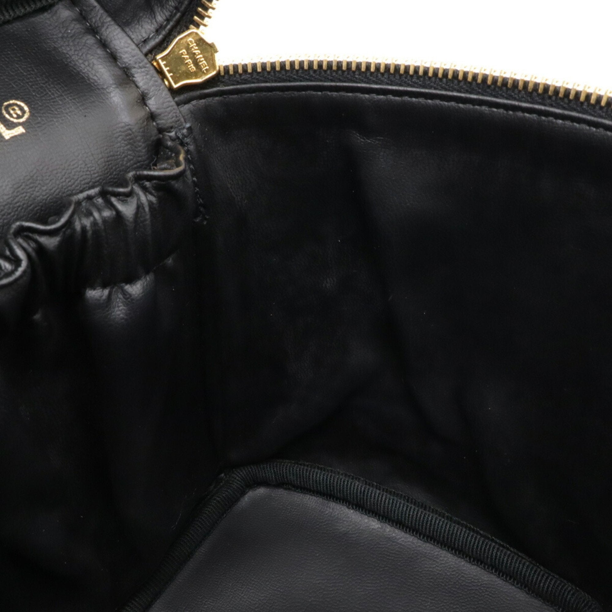 Chanel Black Leather Handbag Vanity Bag (Pre-Owned)