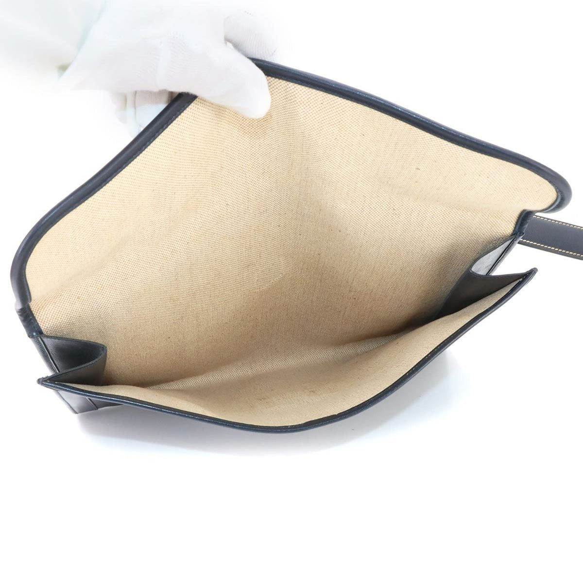 Hermes Navy Box Calf Leather Clutch Bag (Pre-Owned)