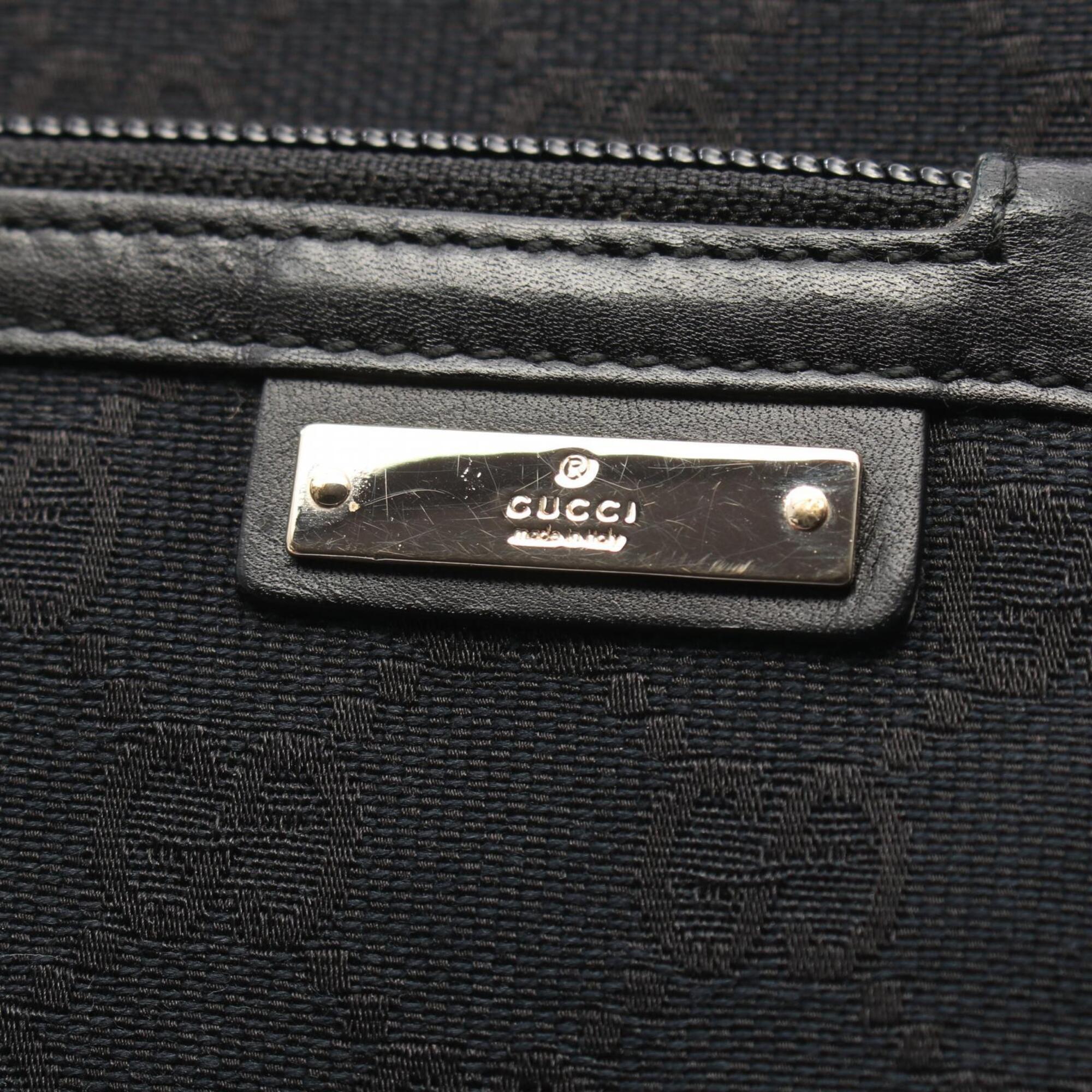 Gucci Black Canvas Leather Shoulder Bag (Pre-Owned)