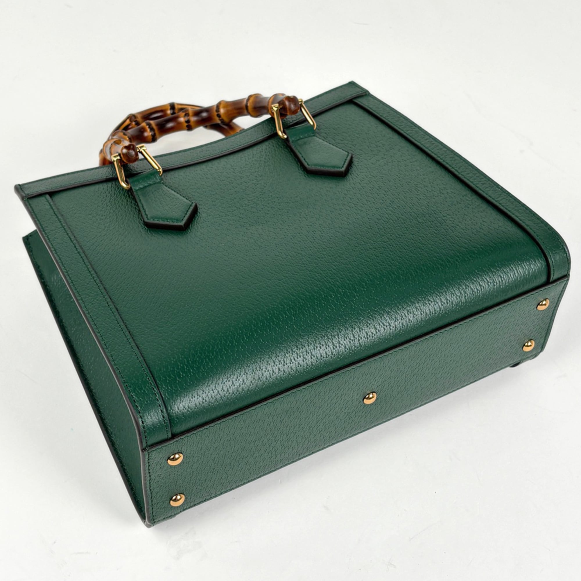 Gucci Bamboo Green Leather Tote Bag (Pre-Owned)