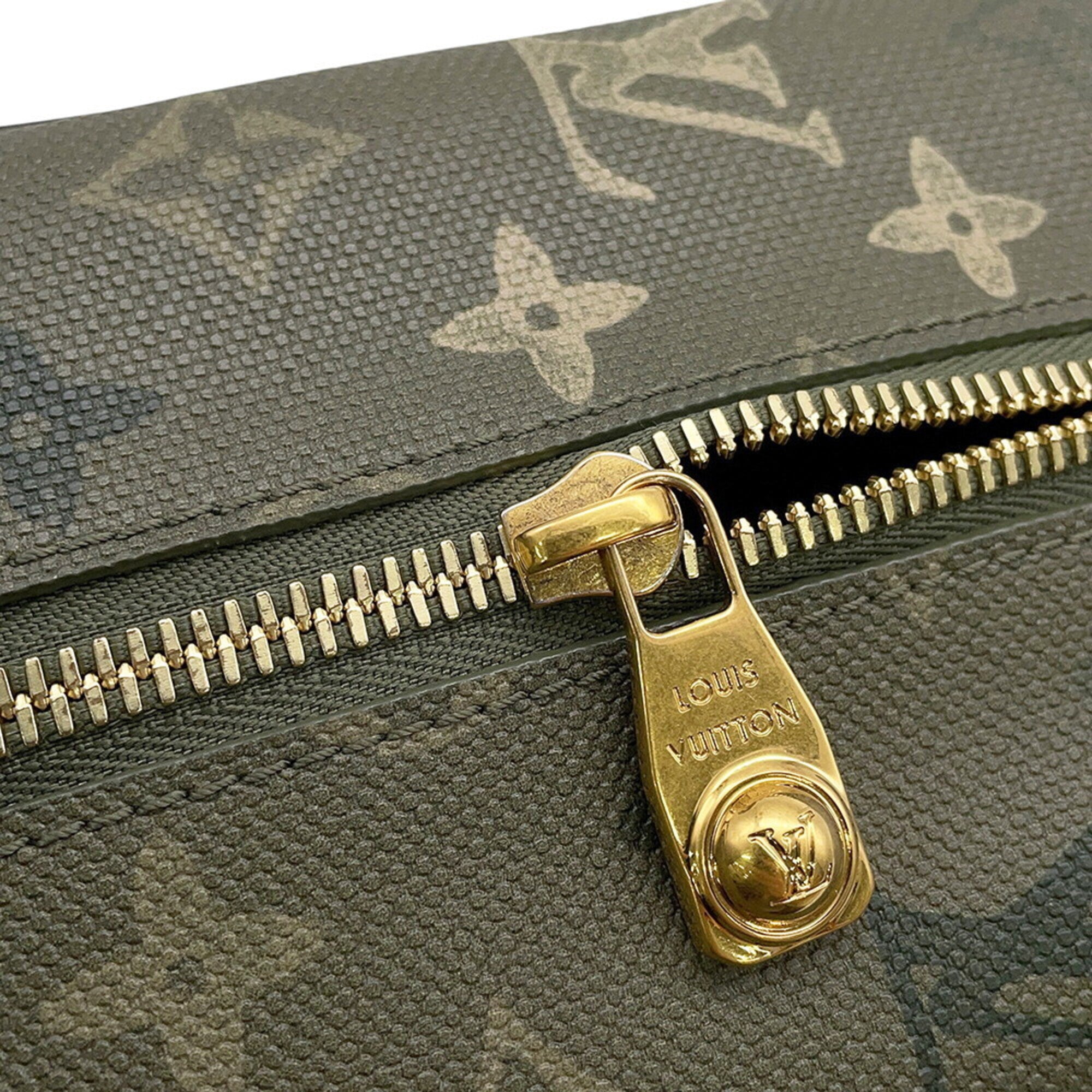 Louis Vuitton Green Khaki Monogram Monogram Clutch Bag Handbag Pouch (Pre-Owned)