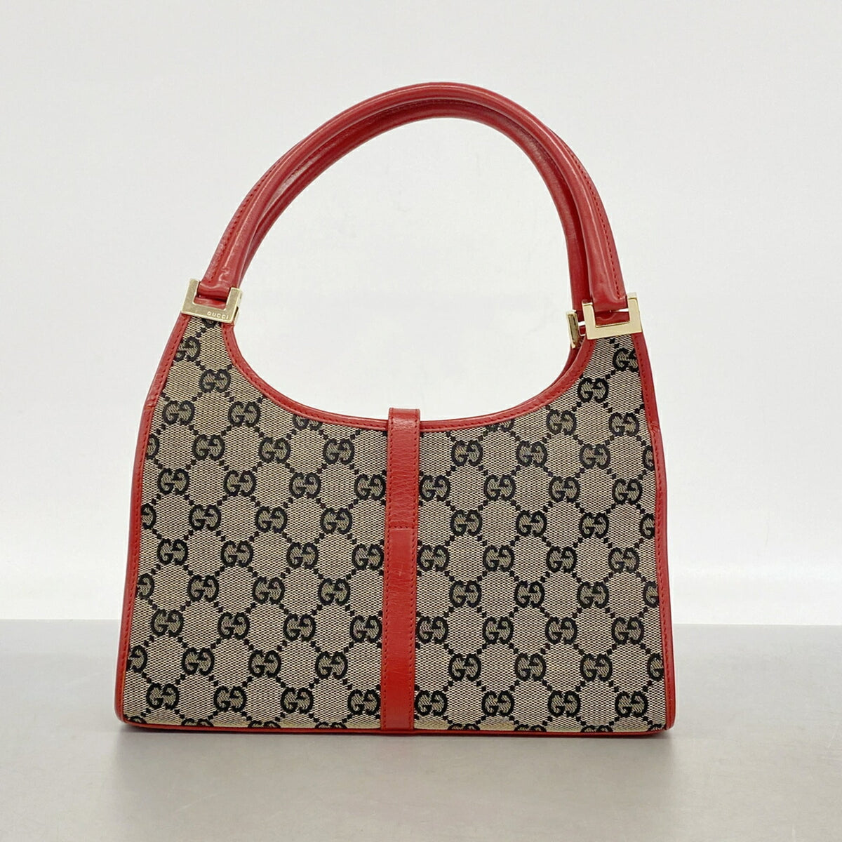 Gucci Beige Red Color Canvas Handbag (Pre-Owned)