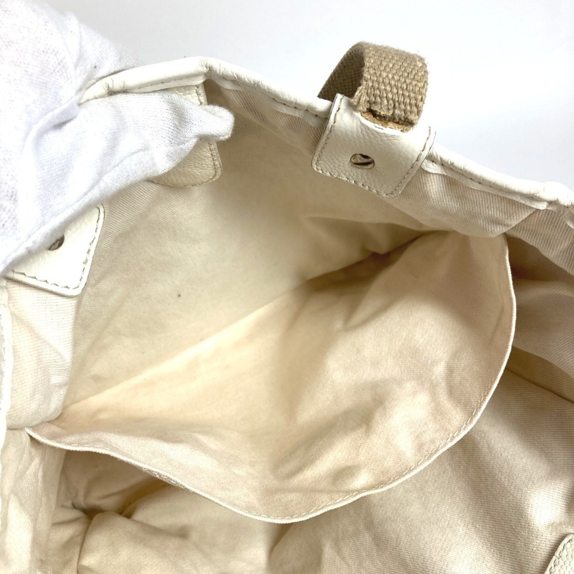 Chanel Ivory Cotton Shoulder Bag Tote Bag (Pre-Owned)