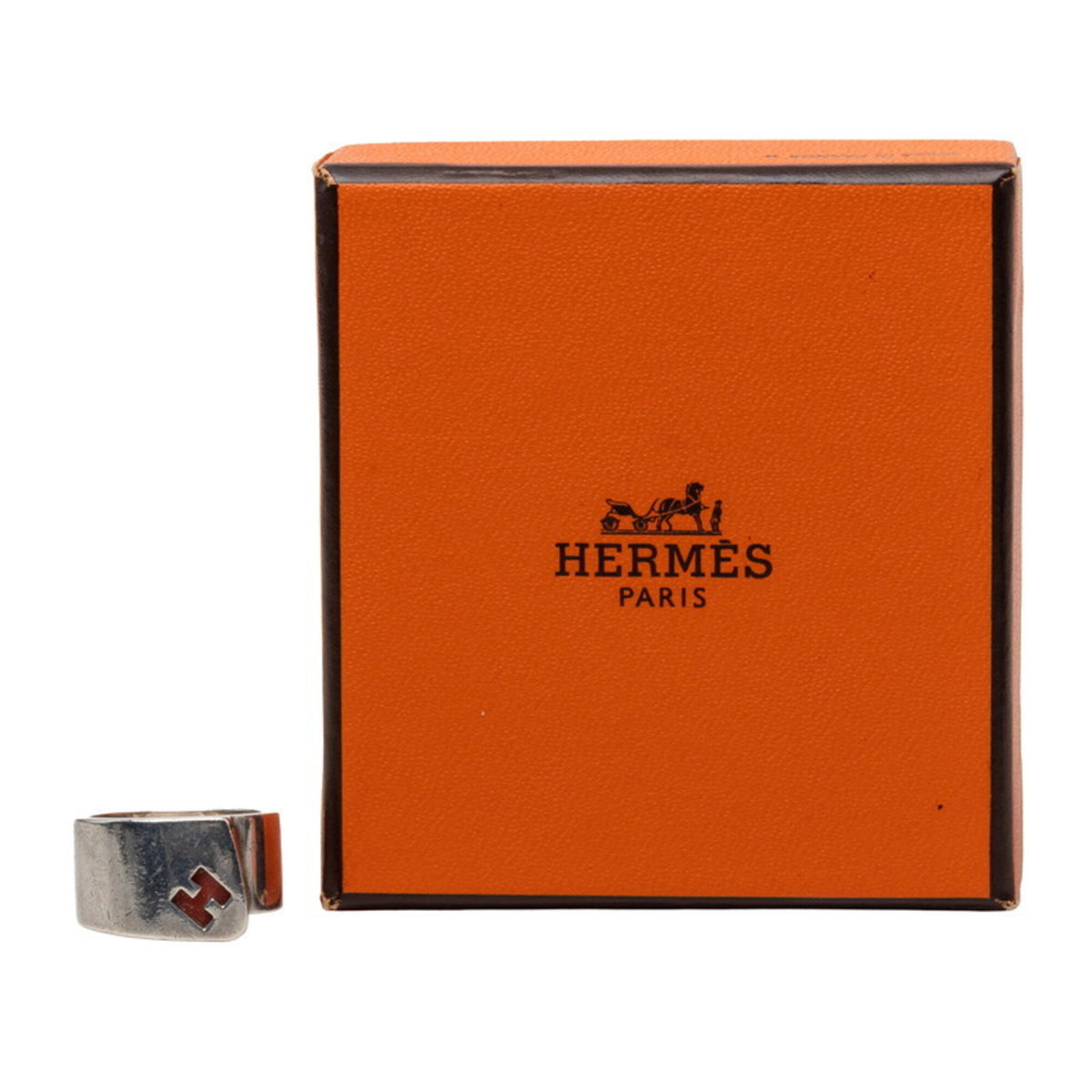 Hermes Silver Silver 925 Band Ring (Pre-Owned)