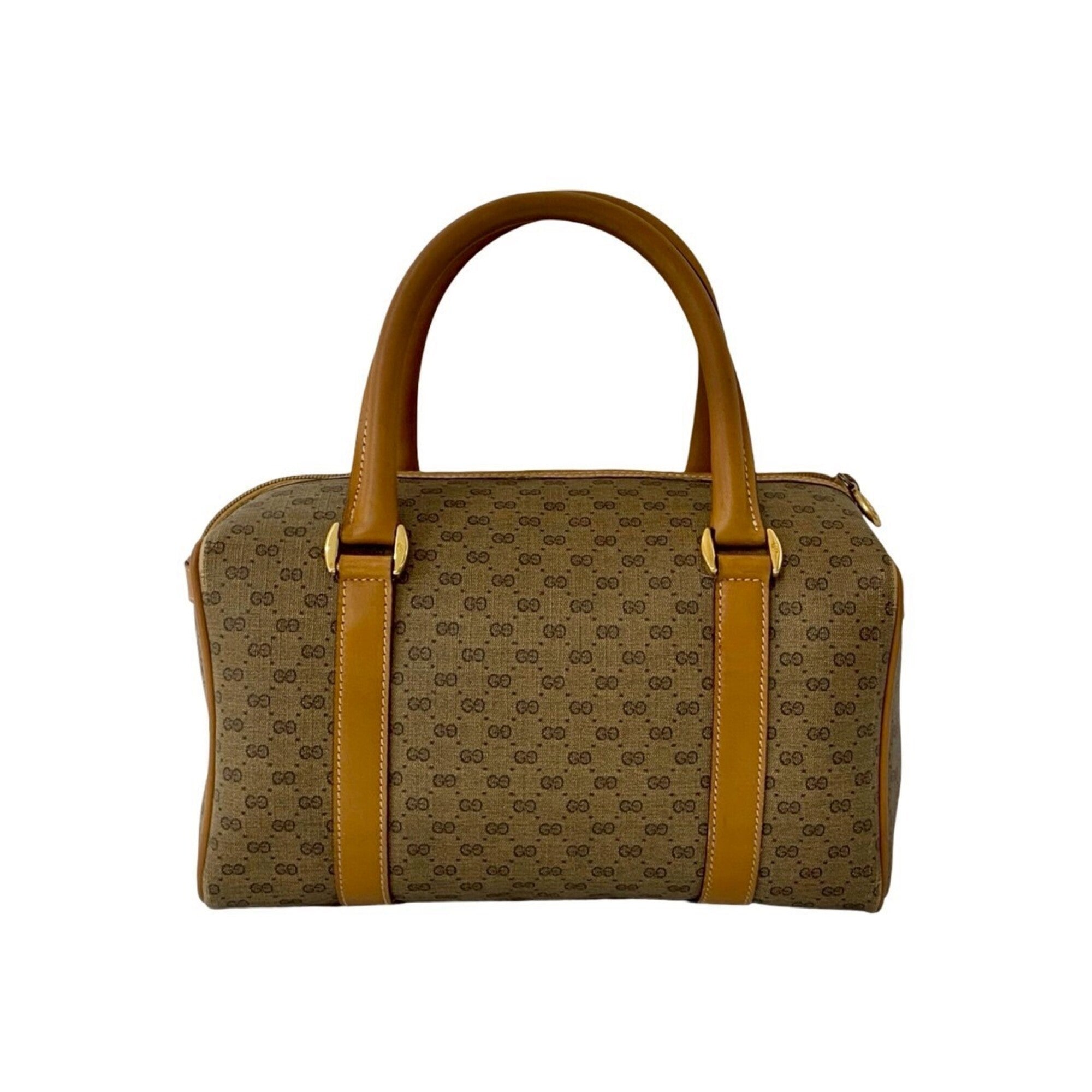 Gucci Brown Leather Pvc Boston Bag Handbag (Pre-Owned)