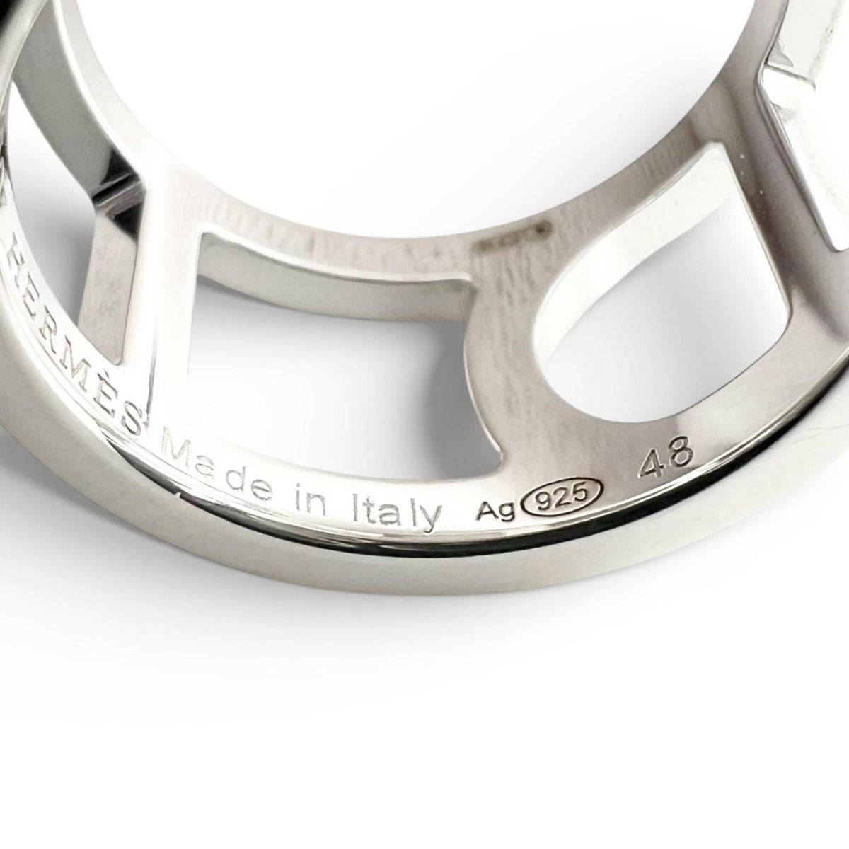 Hermes Silver Silver 925 Band Ring (Pre-Owned)