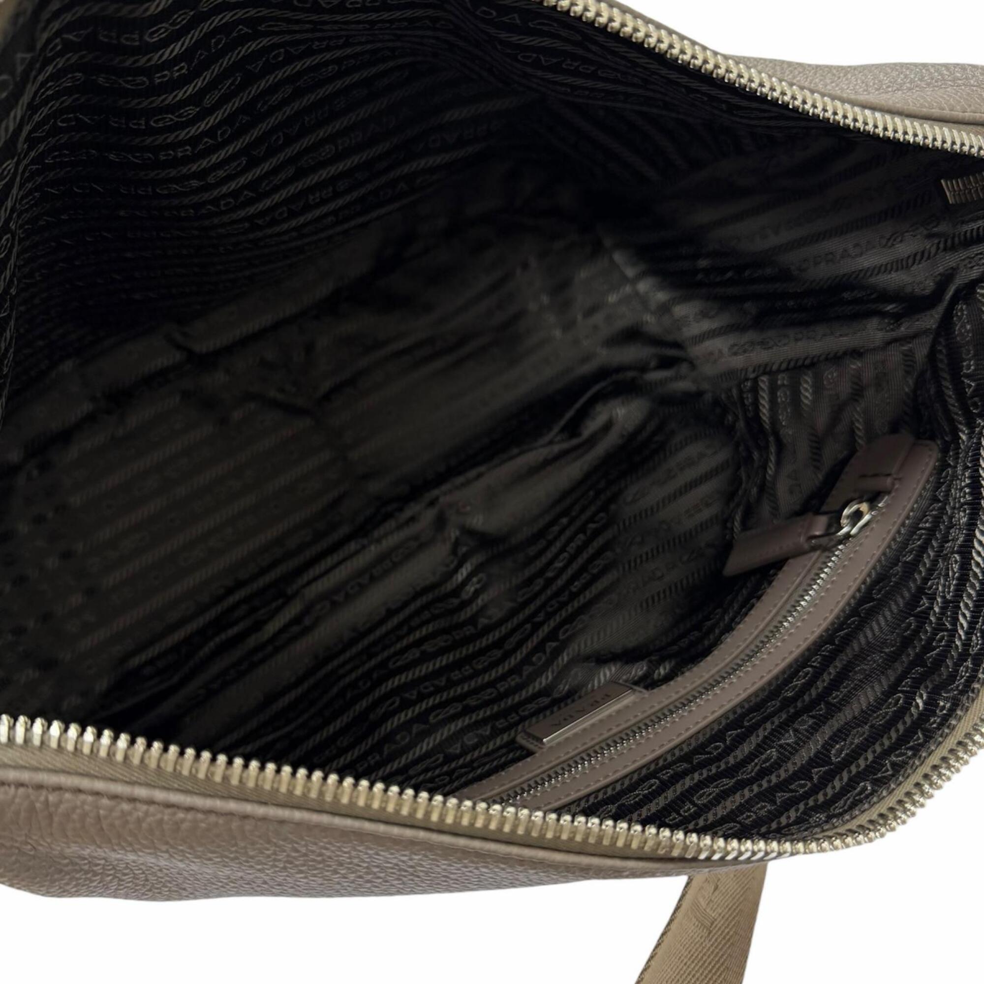 Prada Grayish Leather Shoulder Bag (Pre-Owned)